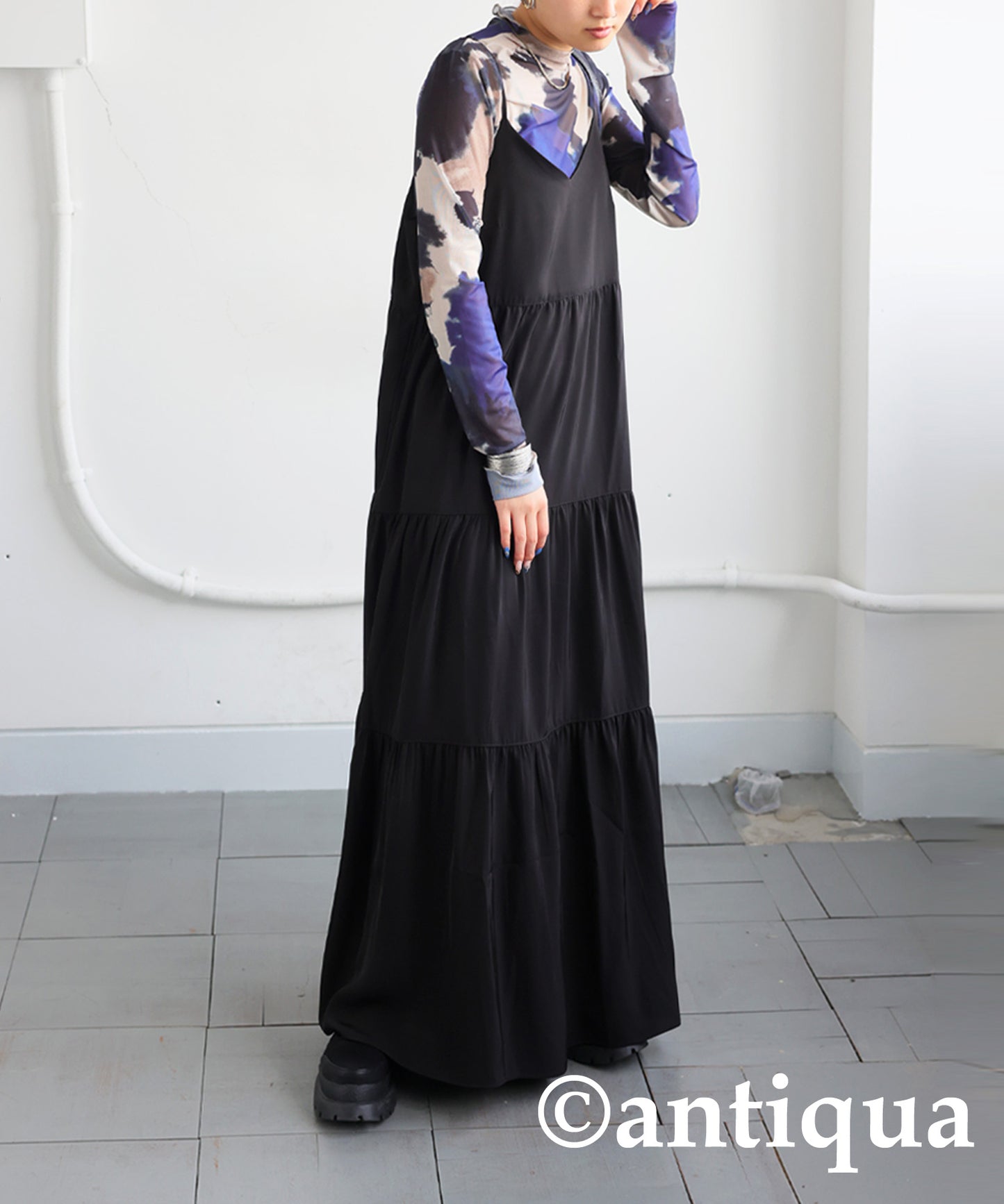 Watercolor Print Sheer Tops Ladies