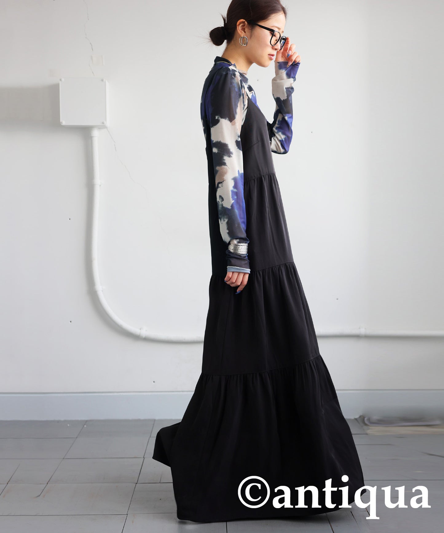 Watercolor Print Sheer Tops Ladies