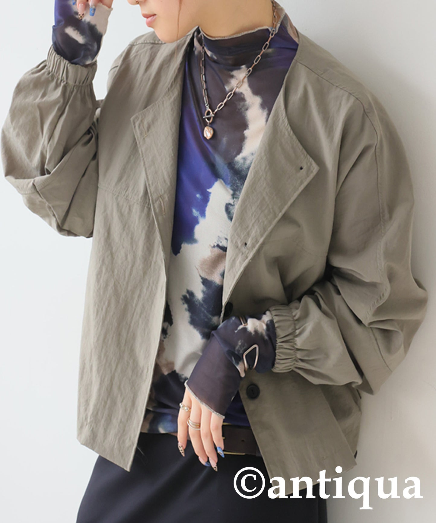 Watercolor Print Sheer Tops Ladies