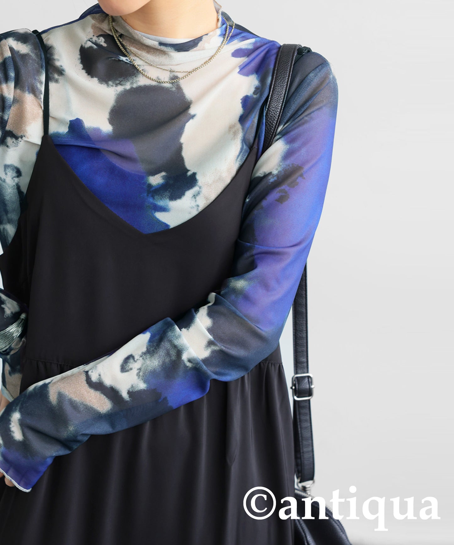 Watercolor Print Sheer Tops Ladies