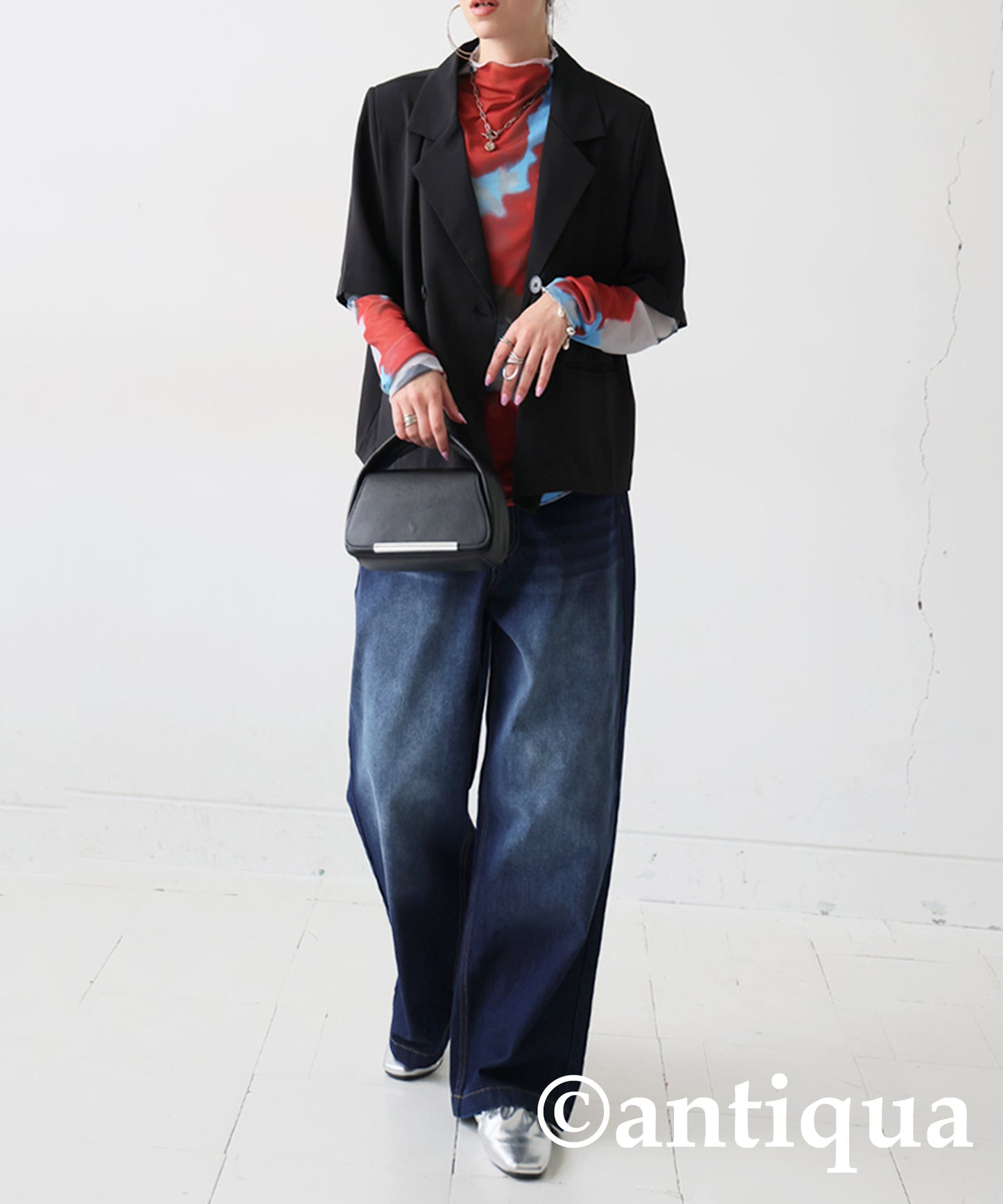 Watercolor Print Sheer Tops Ladies