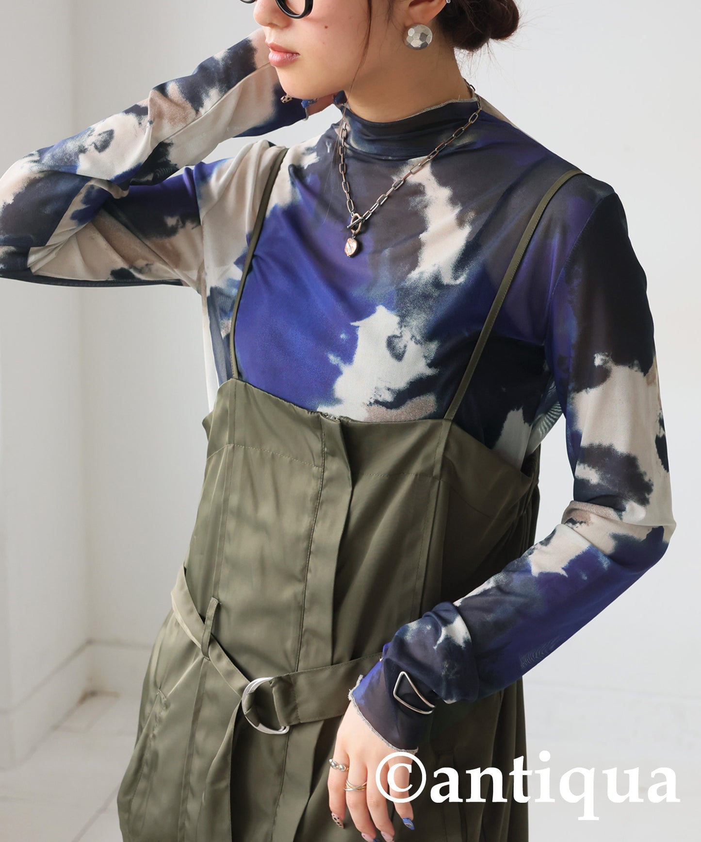 Watercolor Print Sheer Tops Ladies