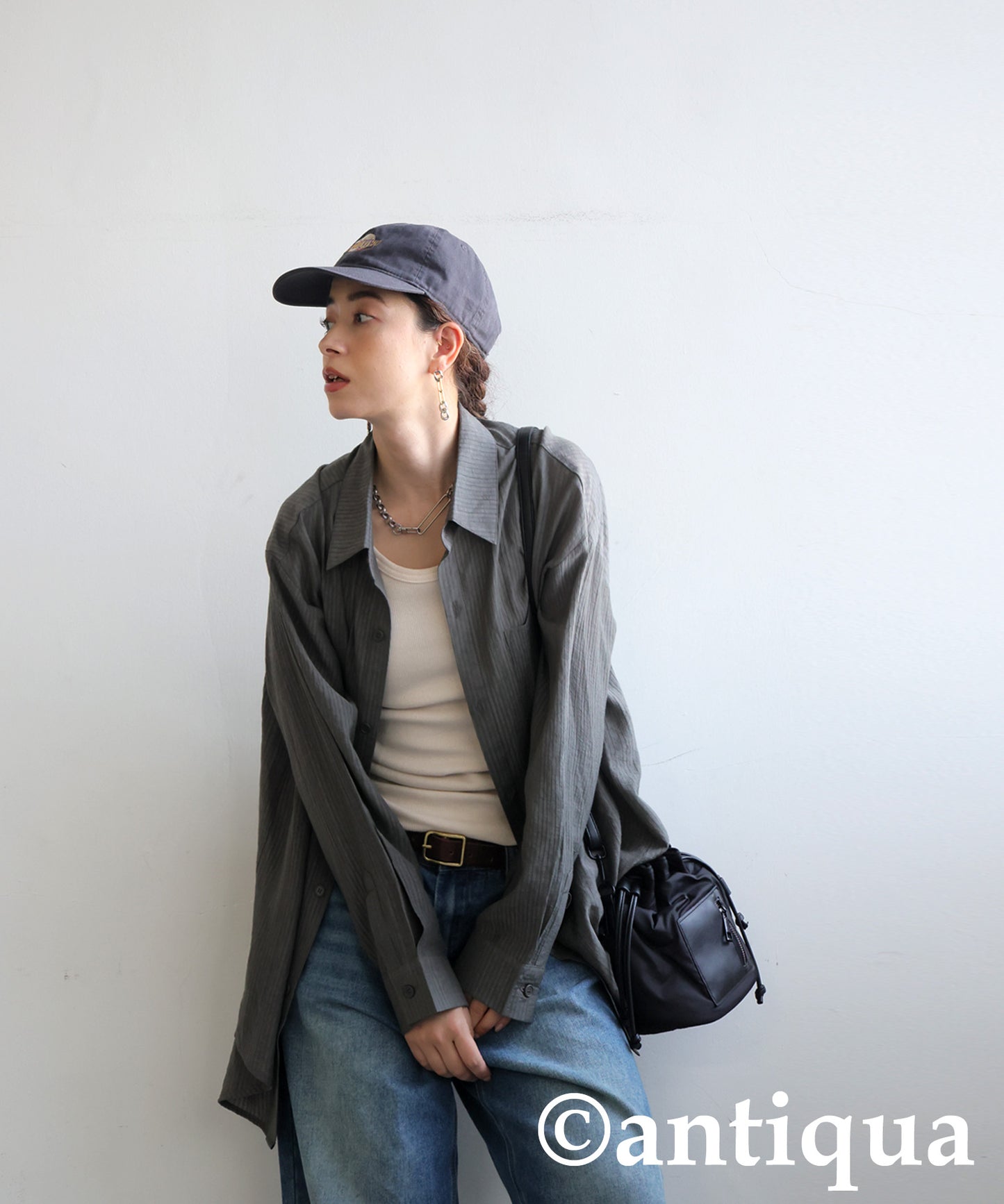 Ladies Textured Striped Sheer Shirt