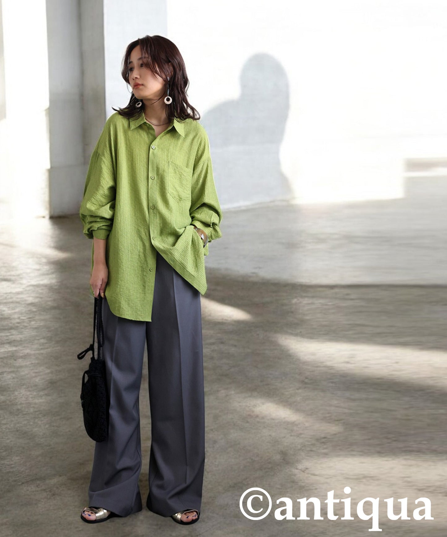 Ladies Textured Striped Sheer Shirt