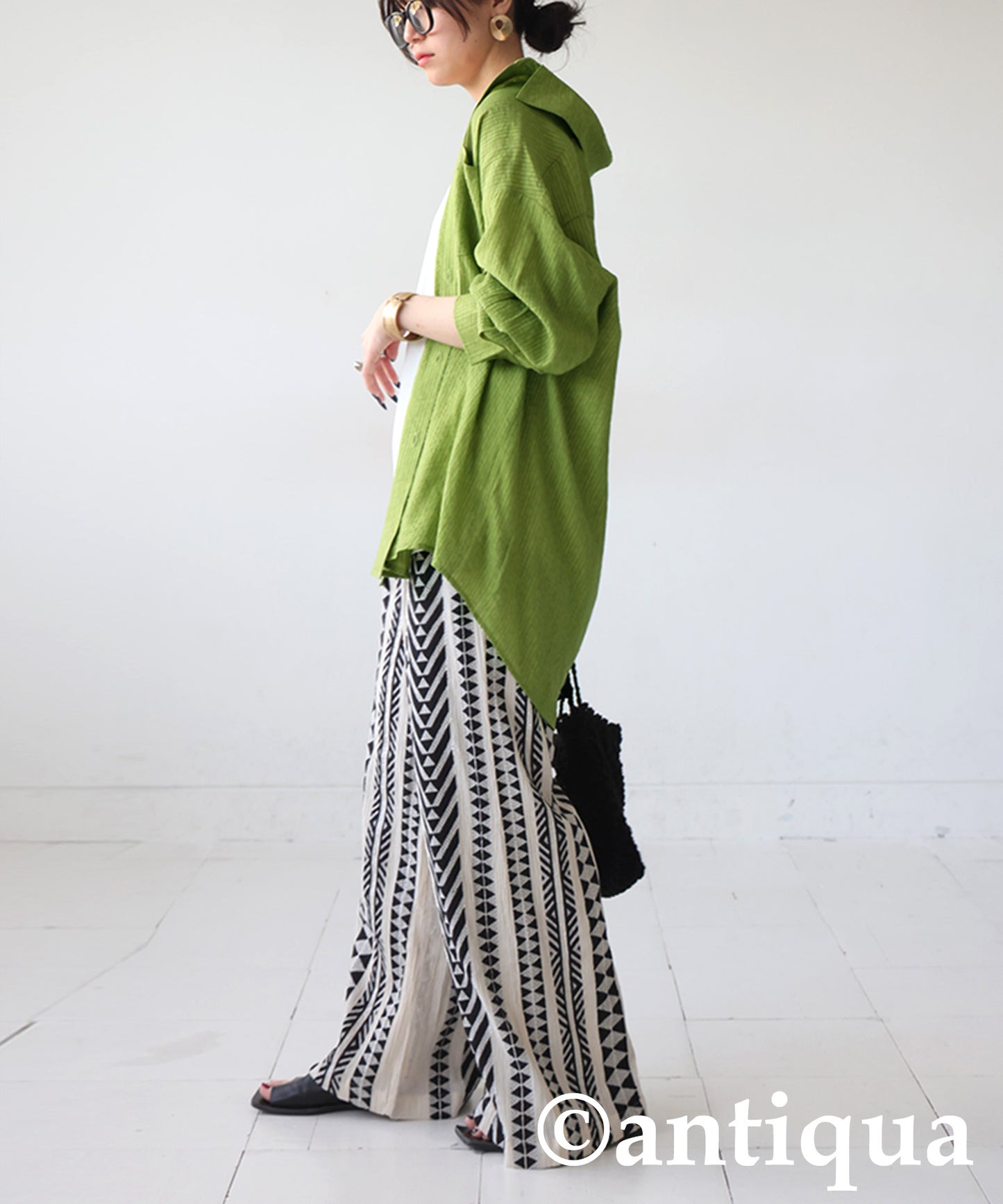 Ladies Textured Striped Sheer Shirt