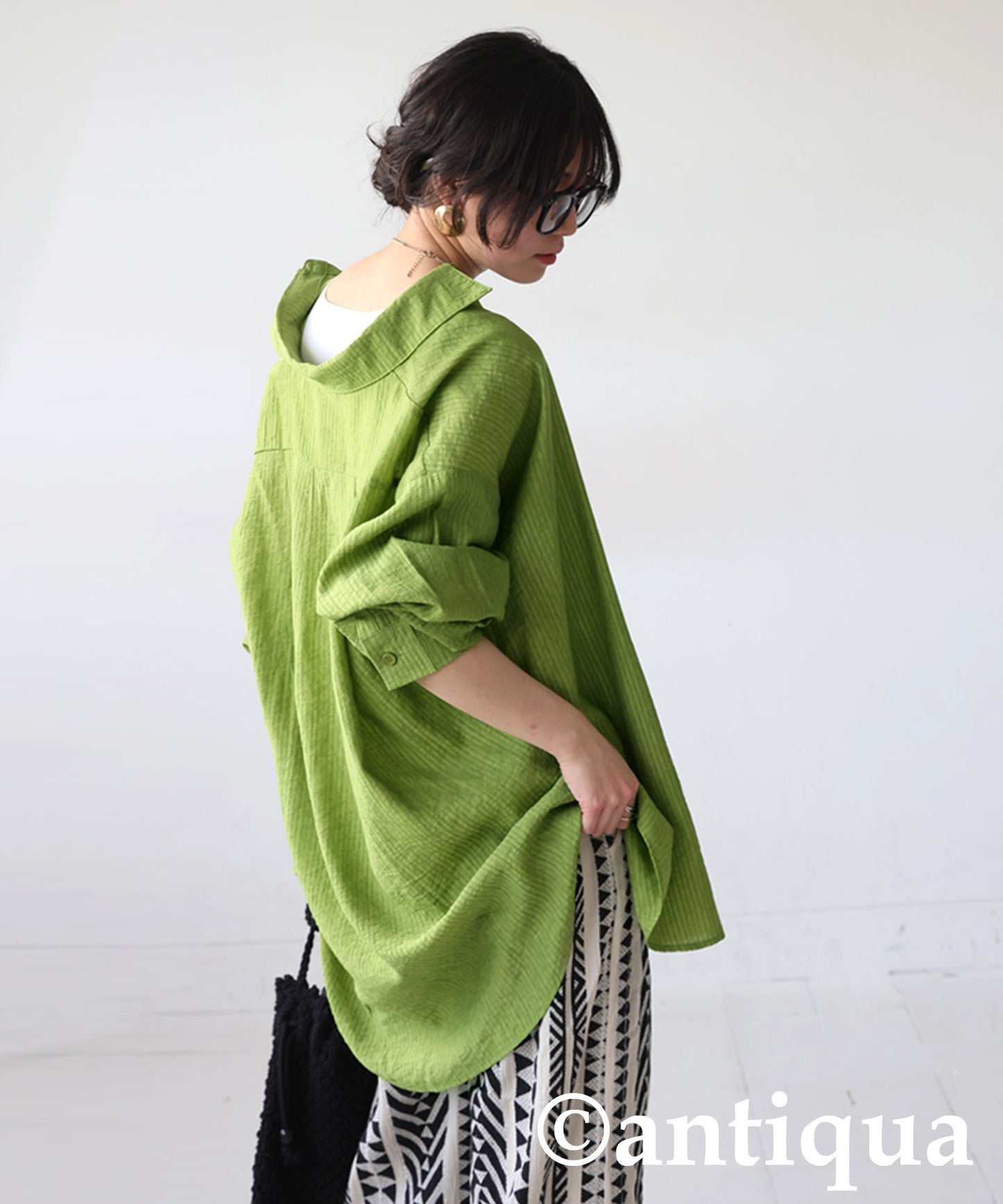 Ladies Textured Striped Sheer Shirt