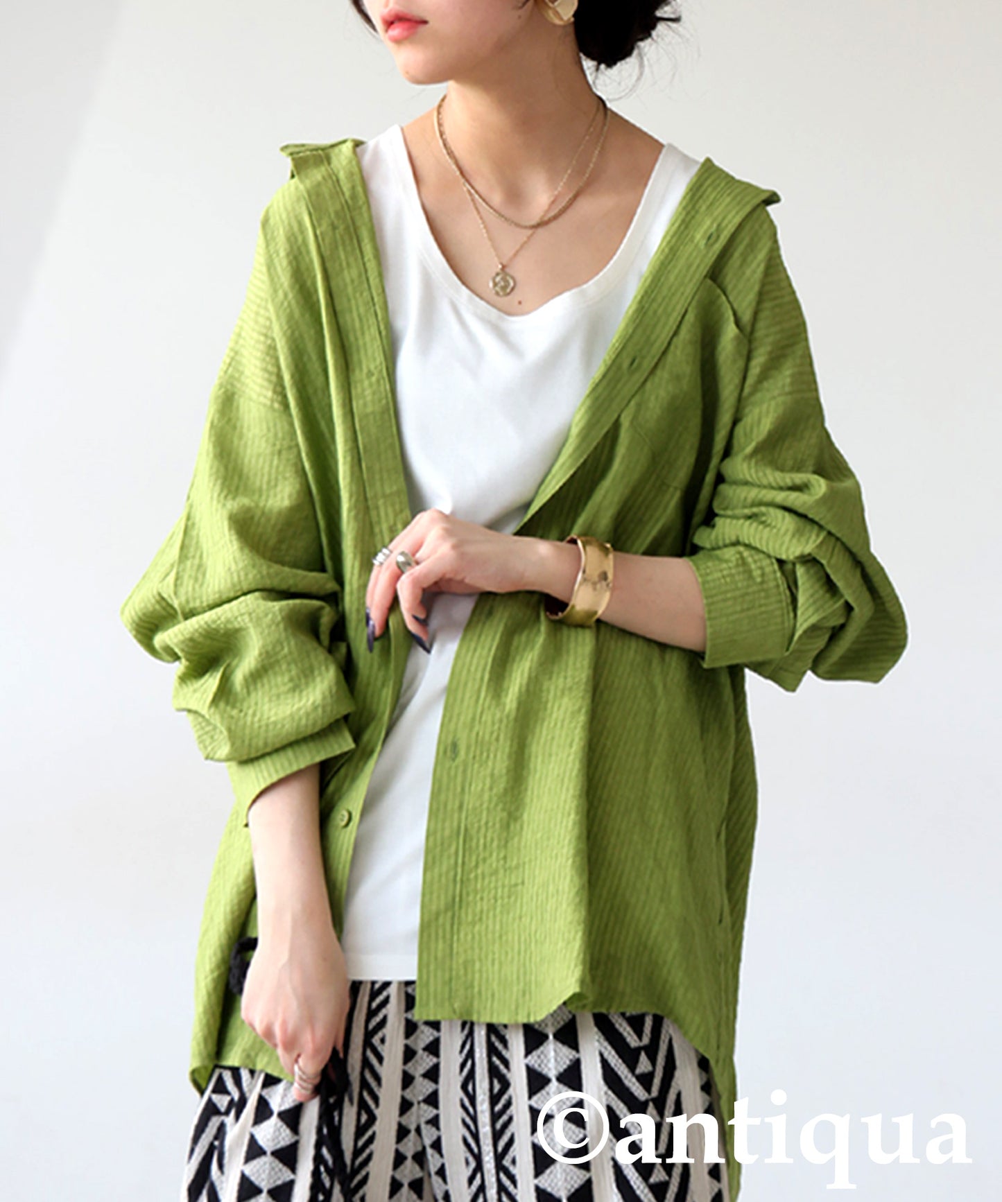 Ladies Textured Striped Sheer Shirt