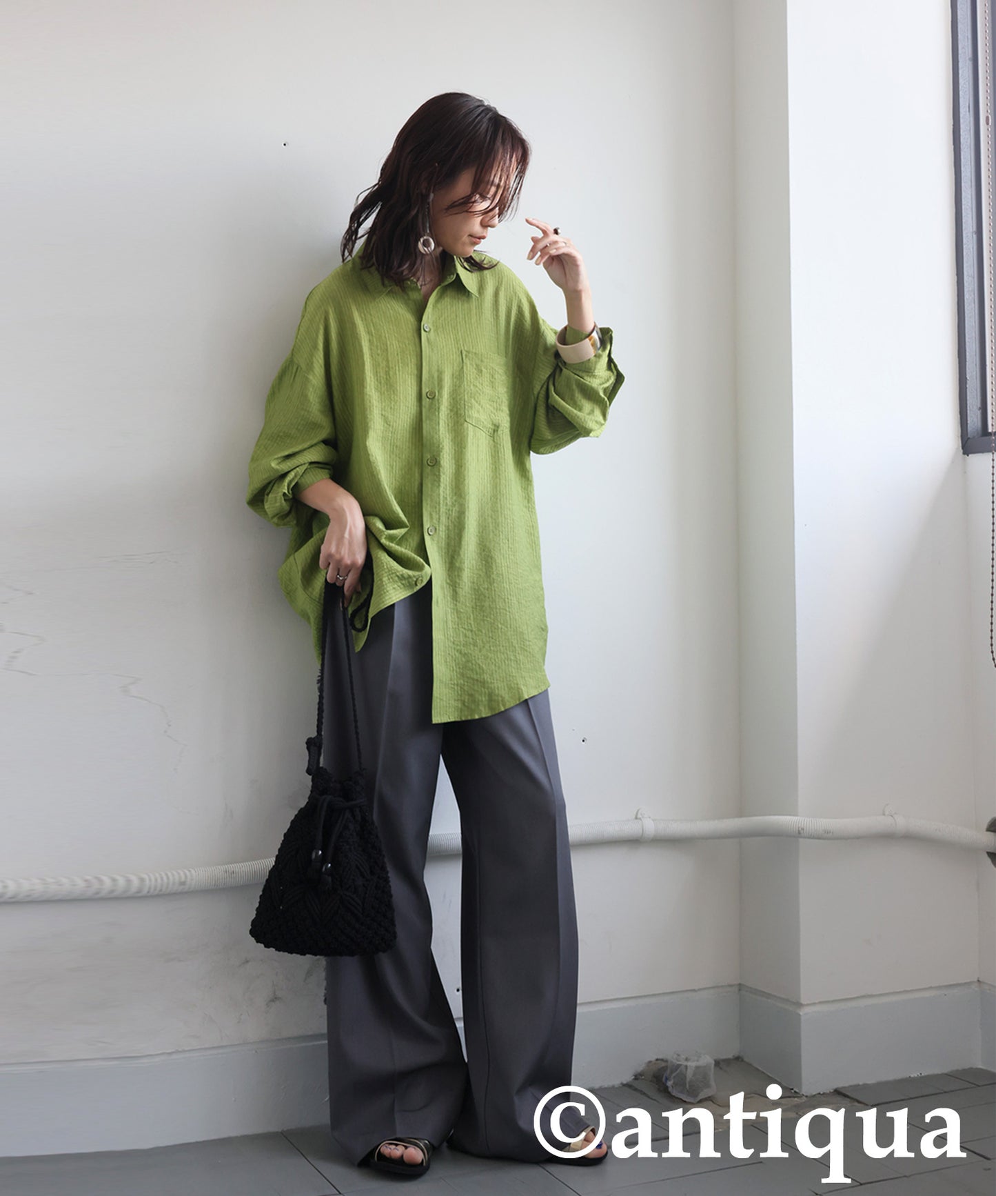 Ladies Textured Striped Sheer Shirt