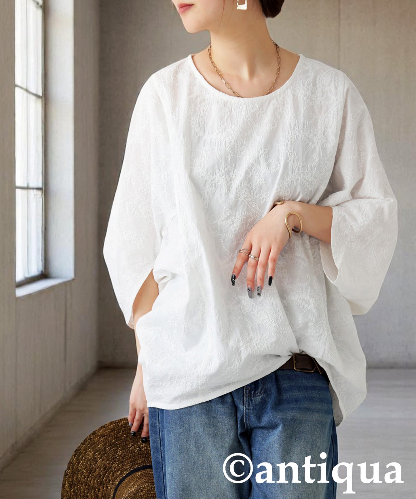 Ladies Paisley Embroidered Dolman Top