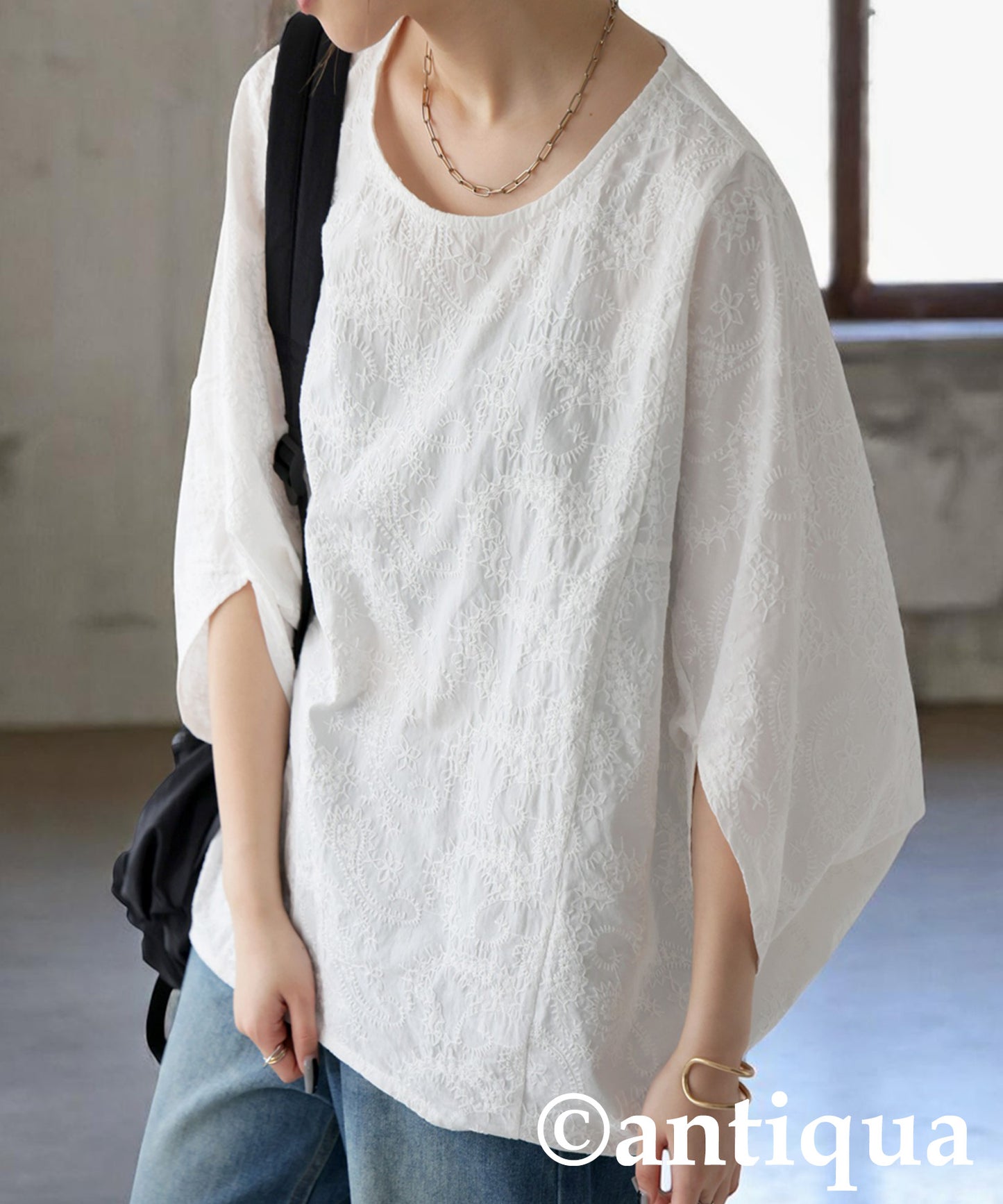 Ladies Paisley Embroidered Dolman Top