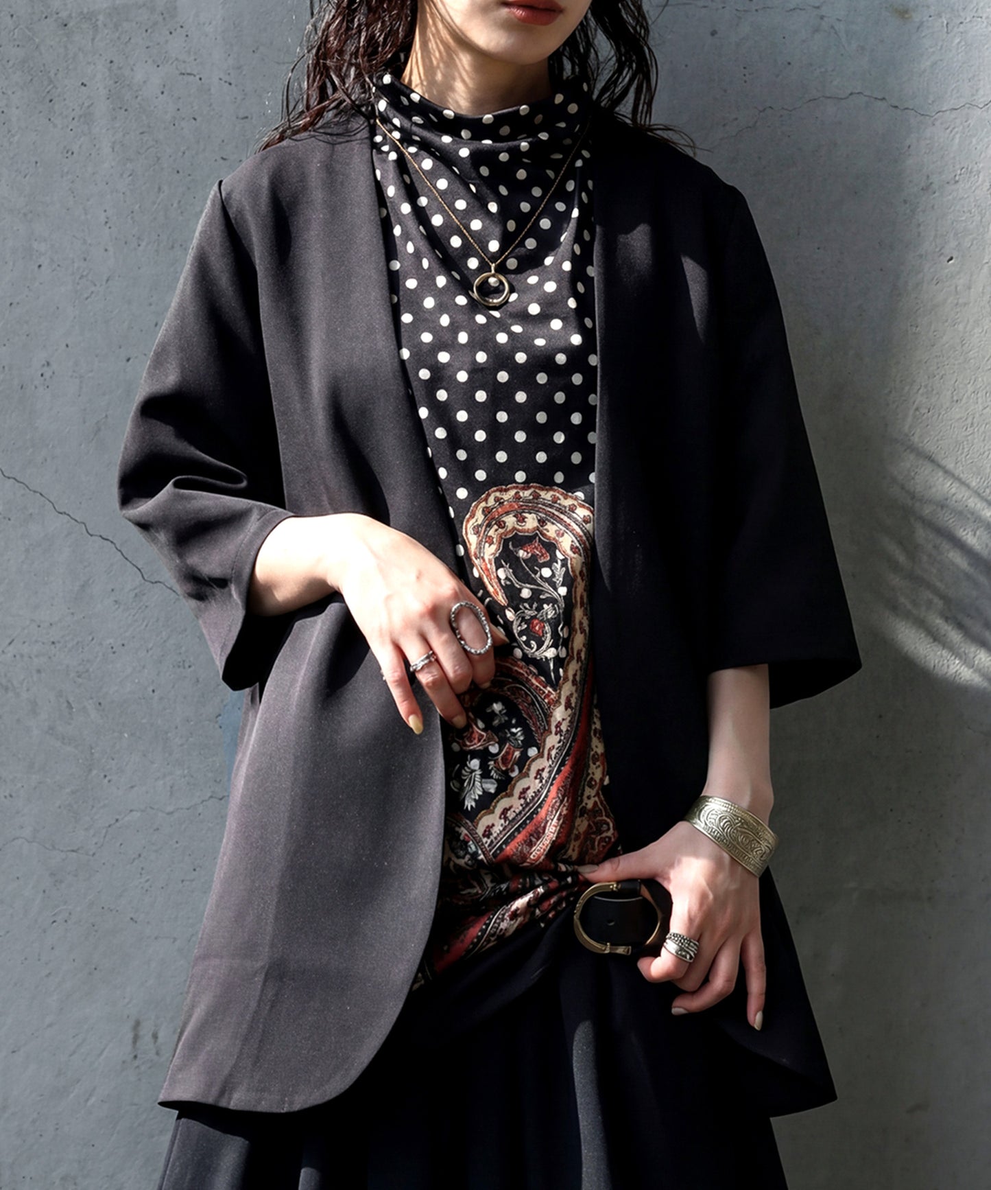 Collarless Short-Sleeved Jacket Ladies