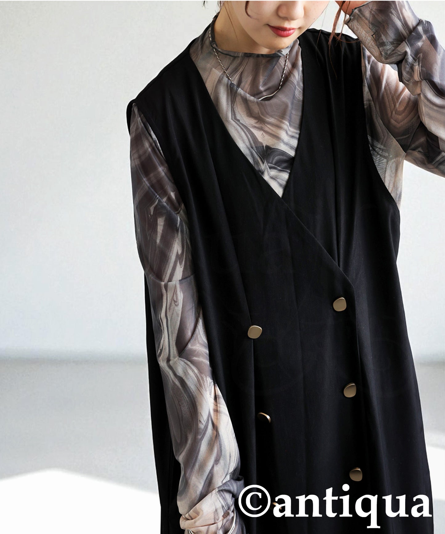 Ladies Long Gilet-Style Double Dress