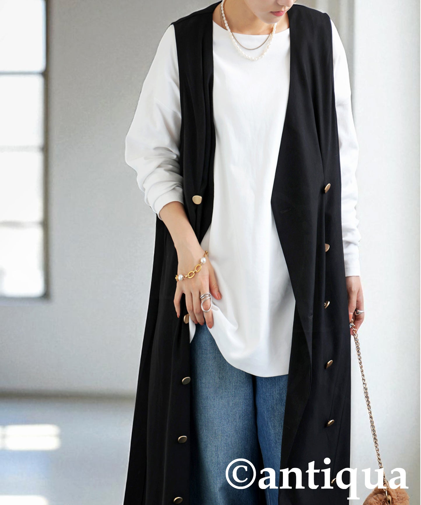 Ladies Long Gilet-Style Double Dress