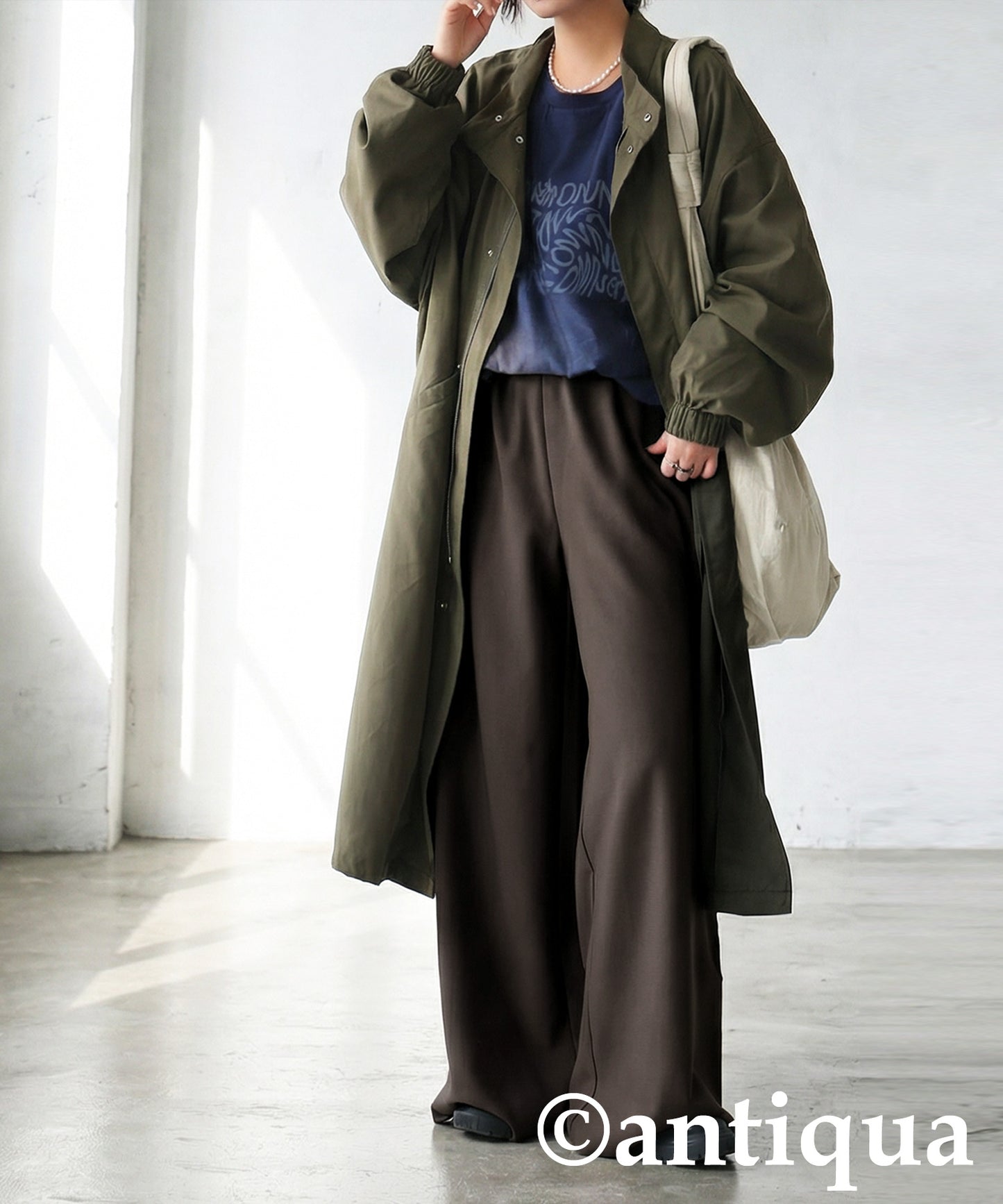 Fleece-Lined Georgette Wide-Leg Pants Ladies