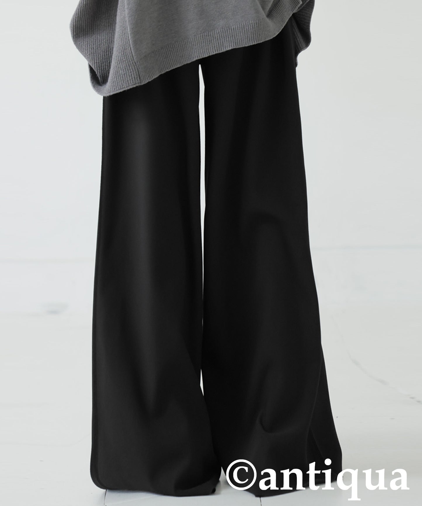Fleece-Lined Georgette Wide-Leg Pants Ladies