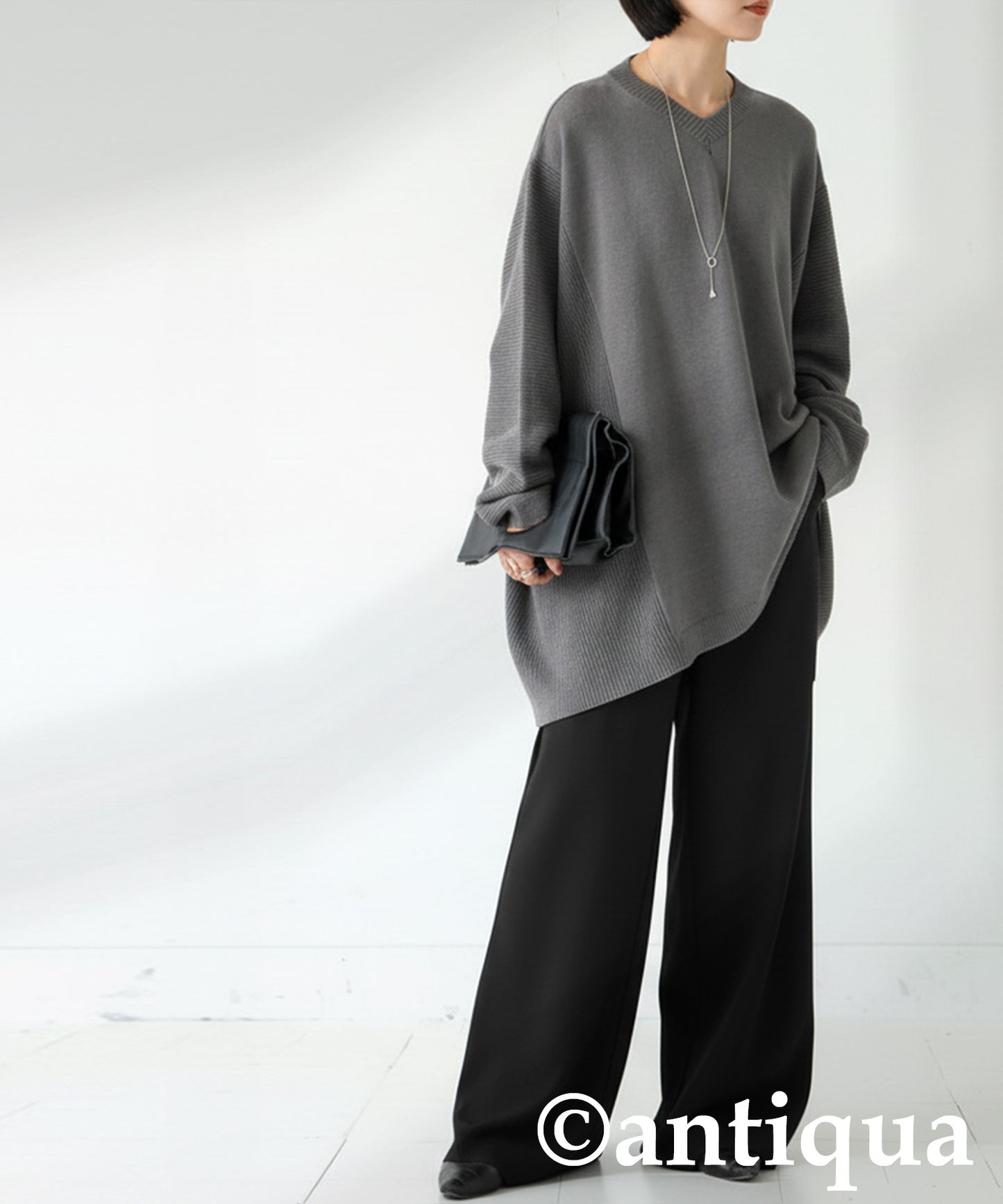Fleece-Lined Georgette Wide-Leg Pants Ladies