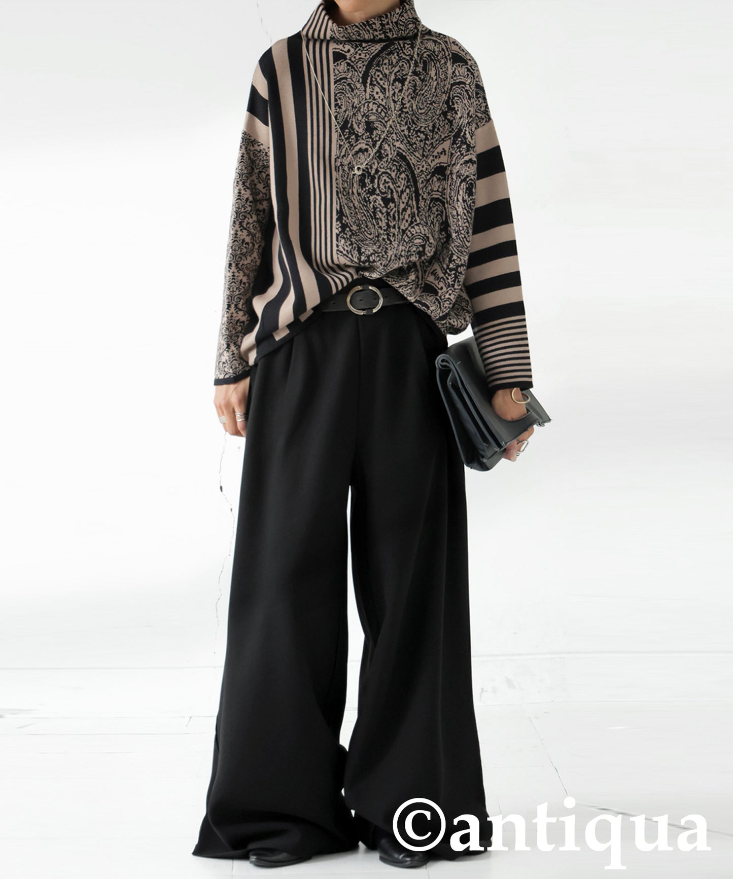 Fleece-Lined Georgette Wide-Leg Pants Ladies