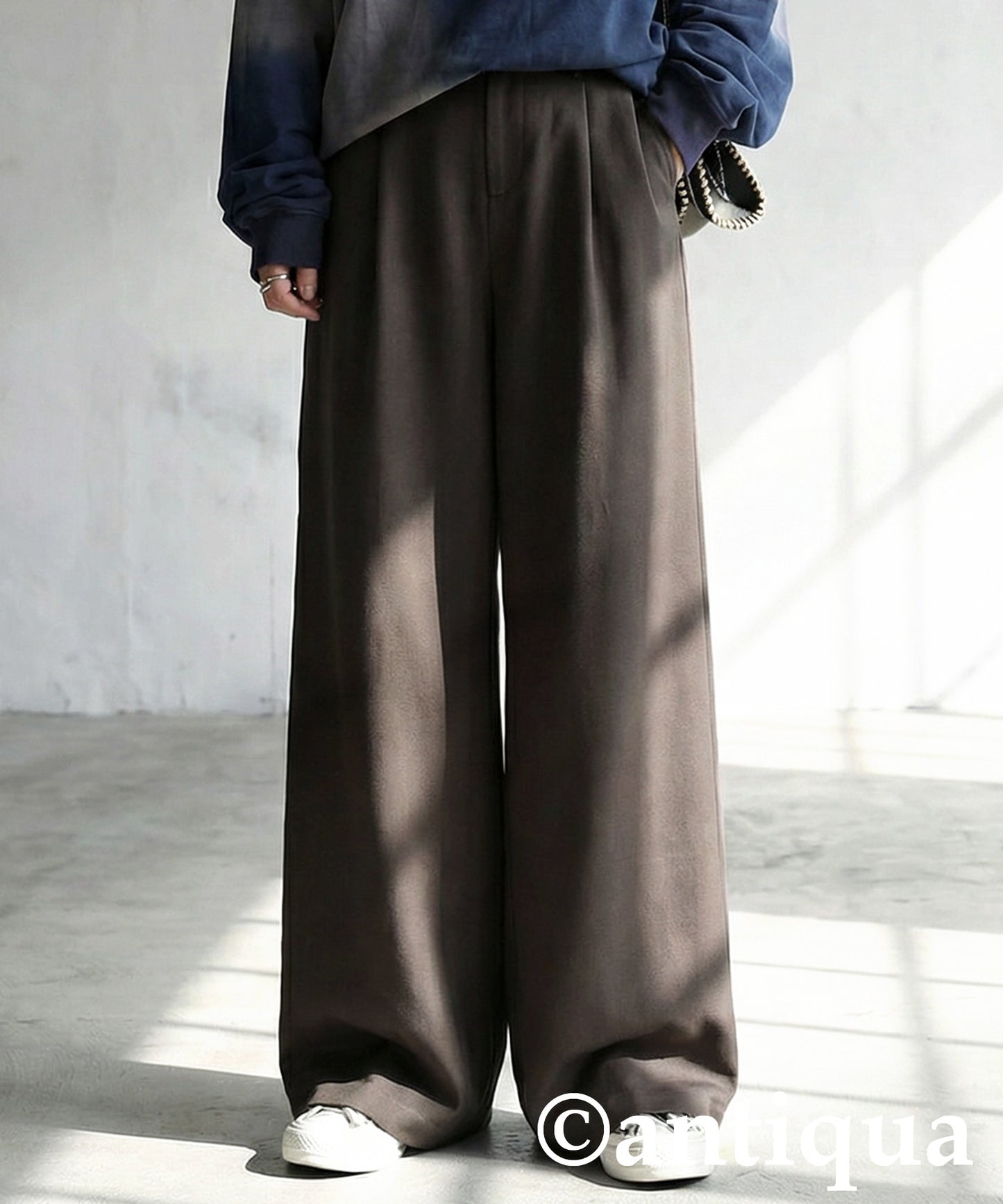 Fleece-Lined Georgette Wide-Leg Pants Ladies