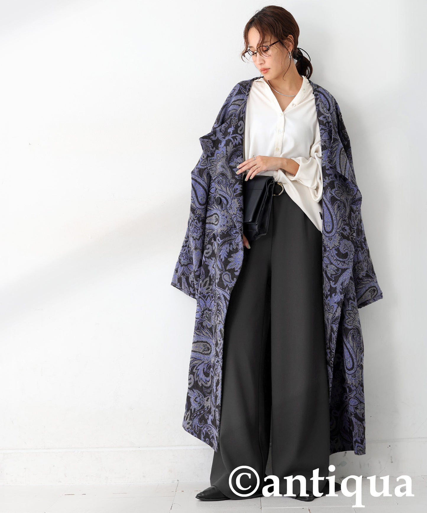 Fleece-Lined Georgette Wide-Leg Pants Ladies