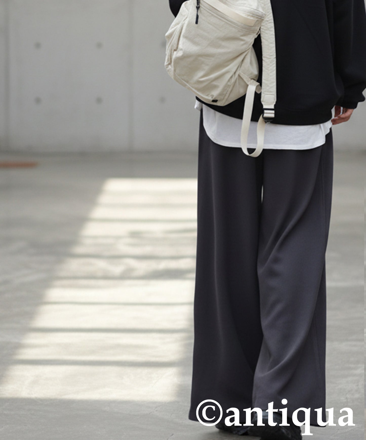 Fleece-Lined Georgette Wide-Leg Pants Ladies