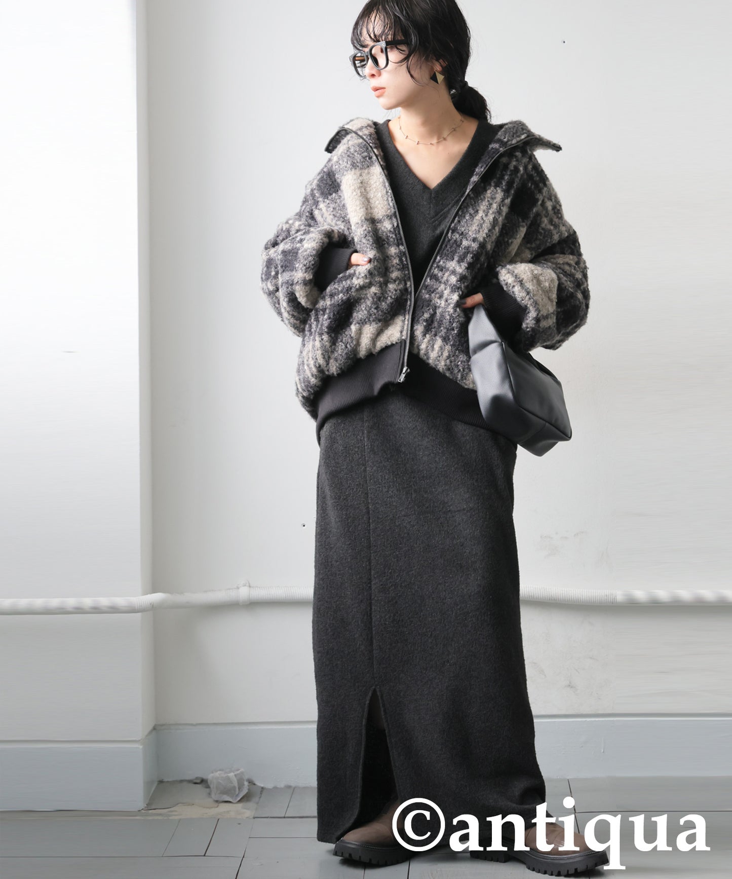 Checked Boa Jacket Ladies