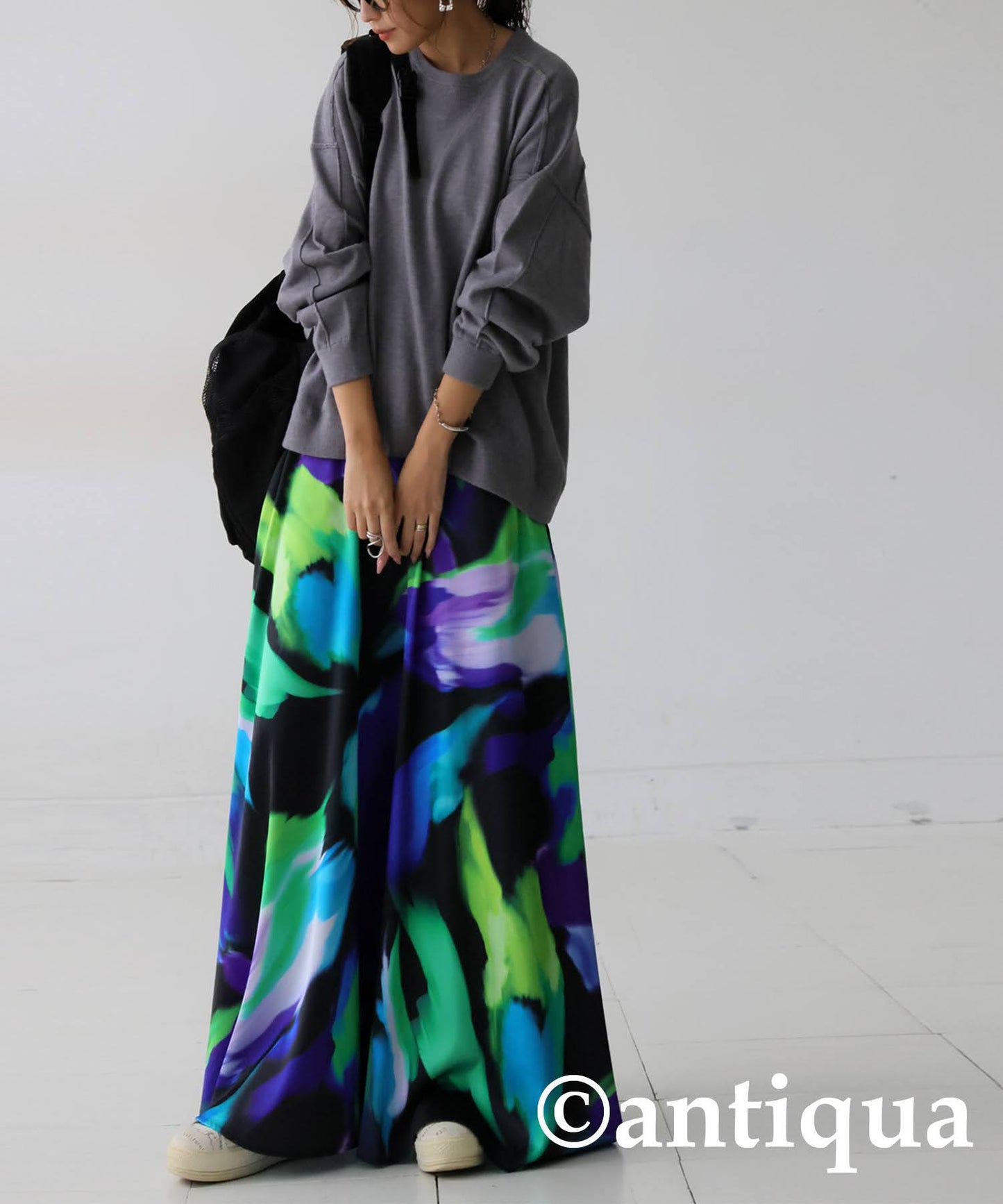 Art Pattern Flared Long Skirt Ladies