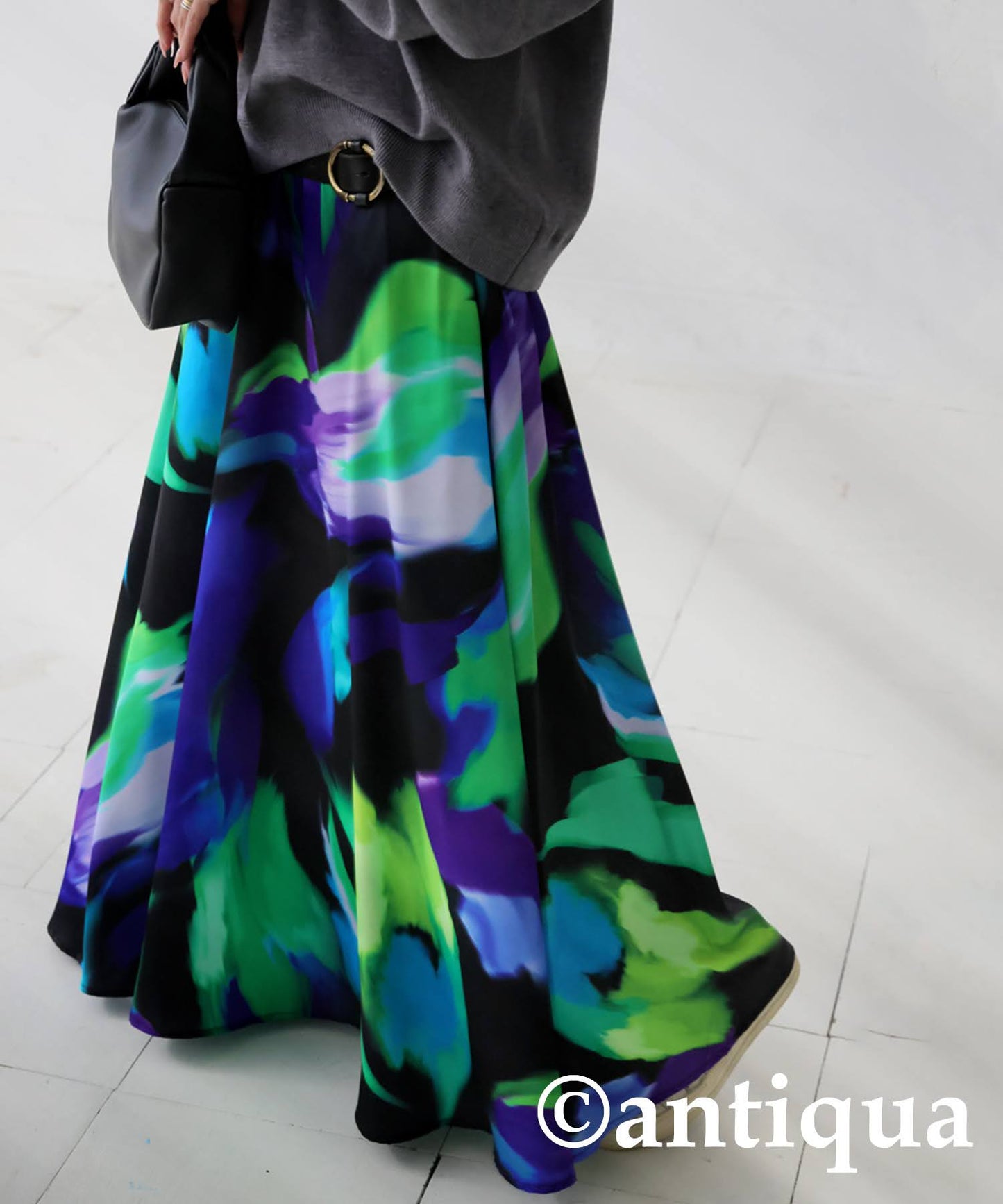 Art Pattern Flared Long Skirt Ladies