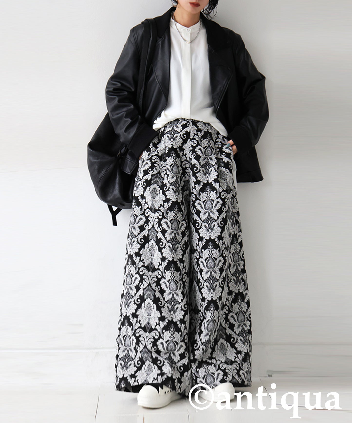 Large Jacquard Wide Pants Ladies