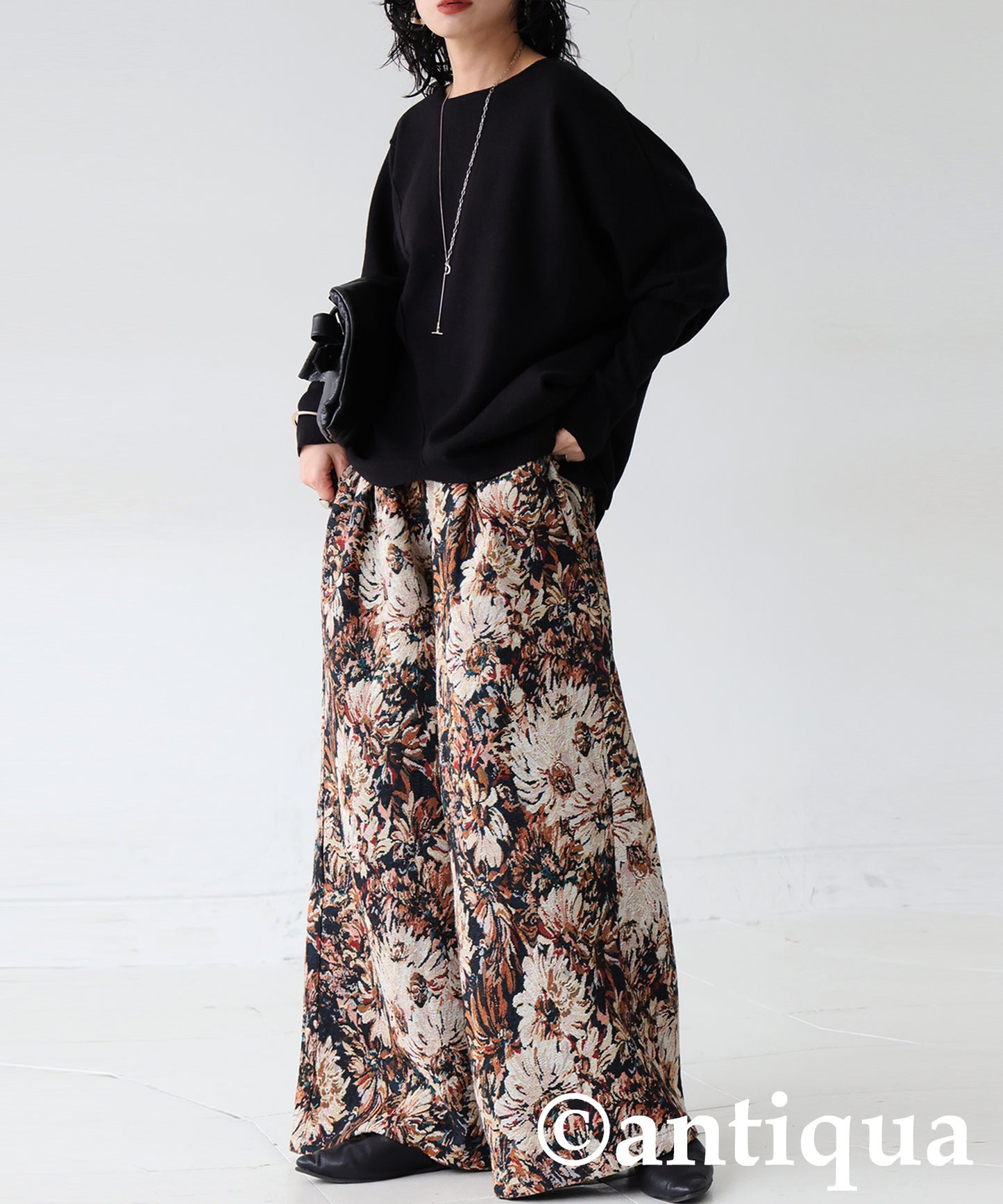 Large Jacquard Wide Pants Ladies