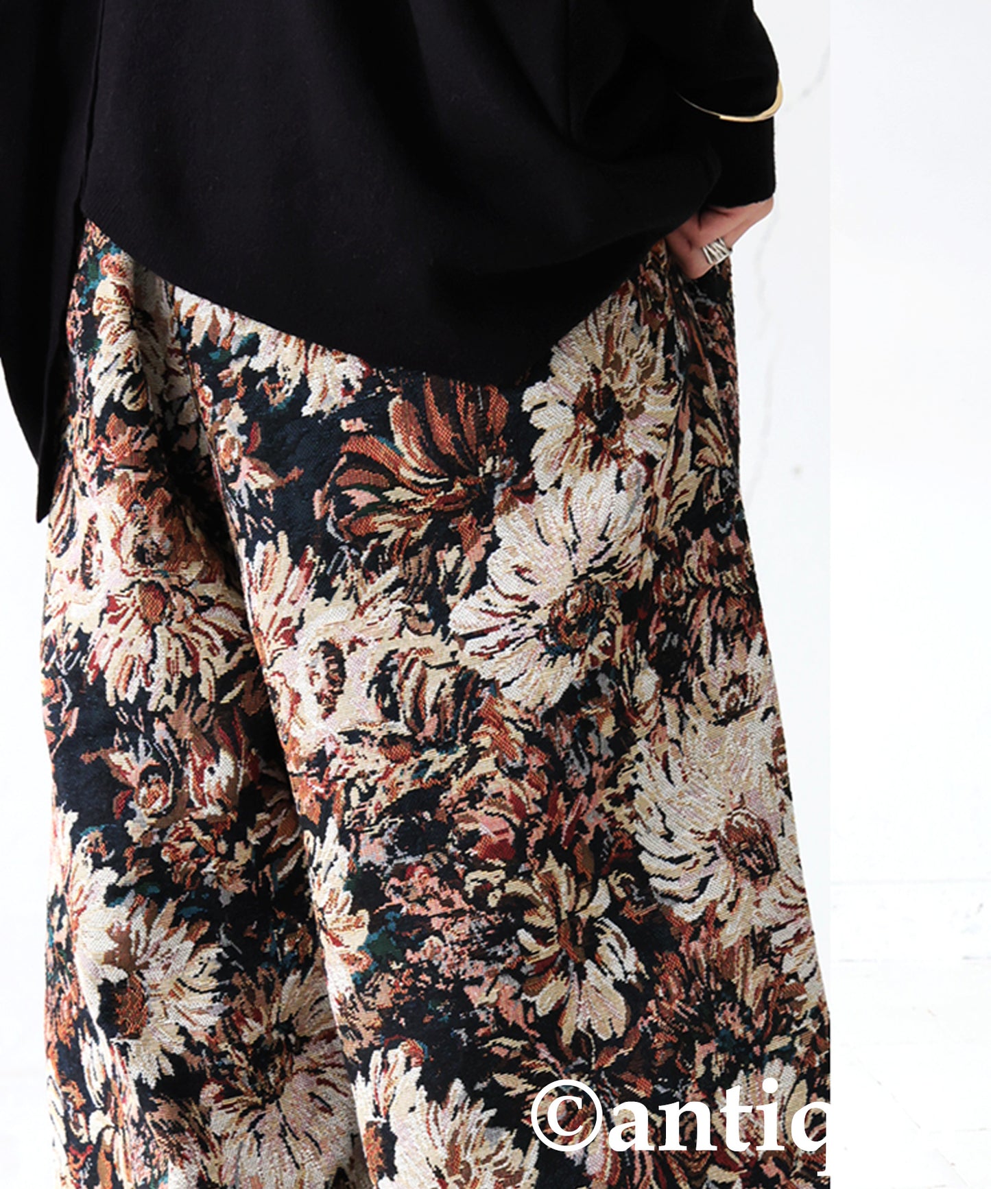 Large Jacquard Wide Pants Ladies