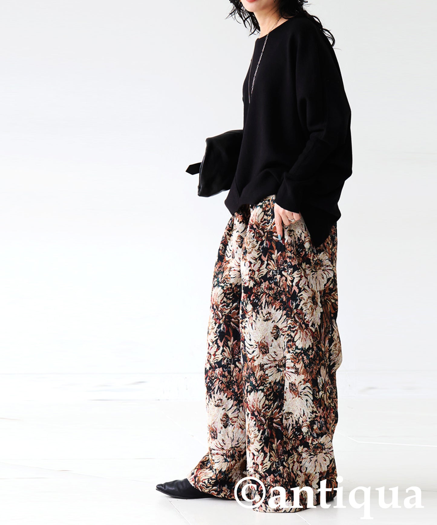 Large Jacquard Wide Pants Ladies