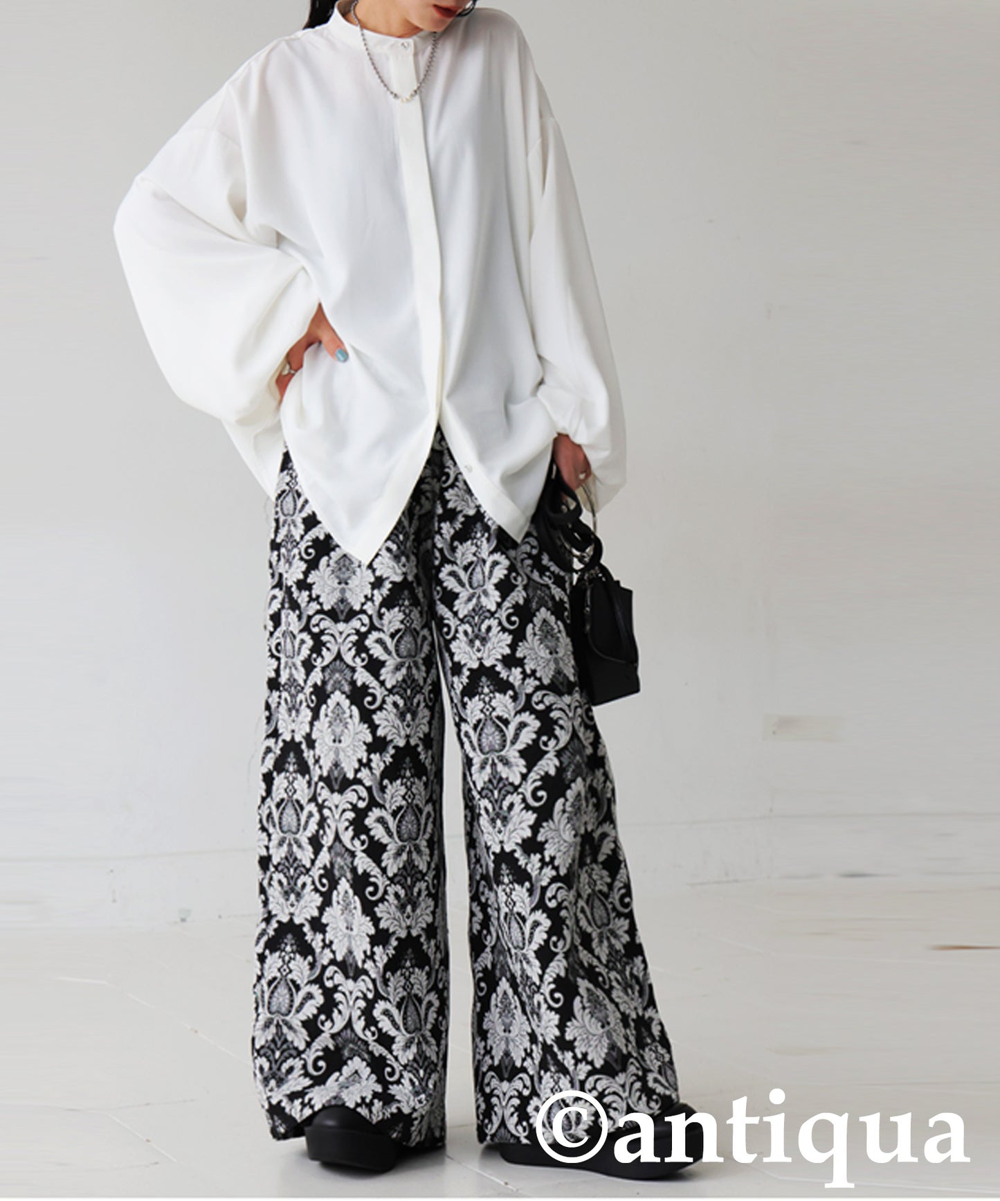 Large Jacquard Wide Pants Ladies
