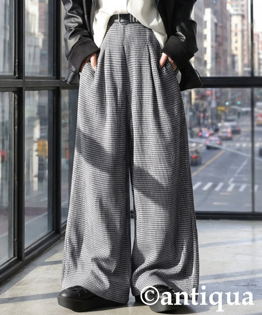 Houndstooth Wide Pants Ladies