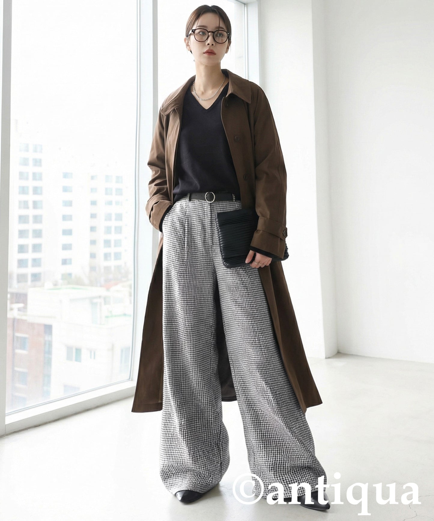 Houndstooth Wide Pants Ladies