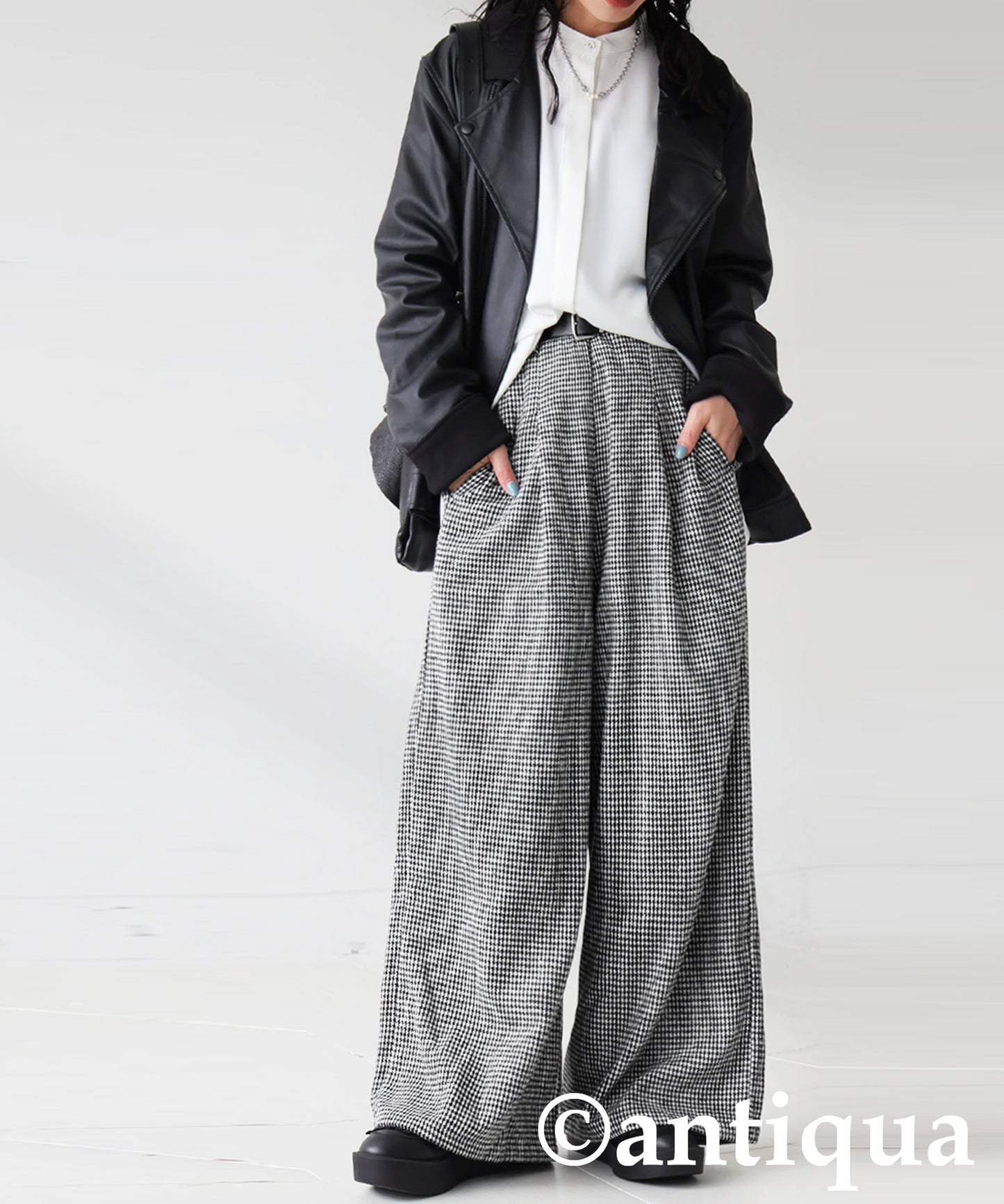 Houndstooth Wide Pants Ladies