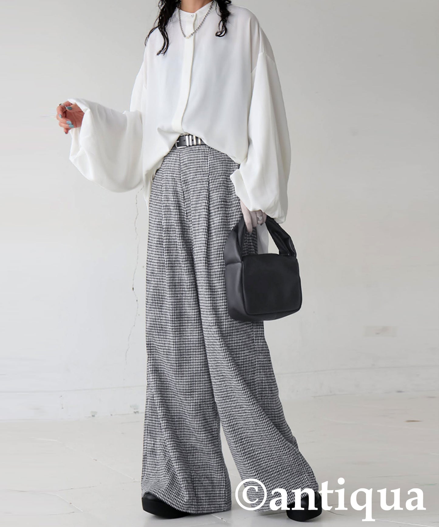 Houndstooth Wide Pants Ladies