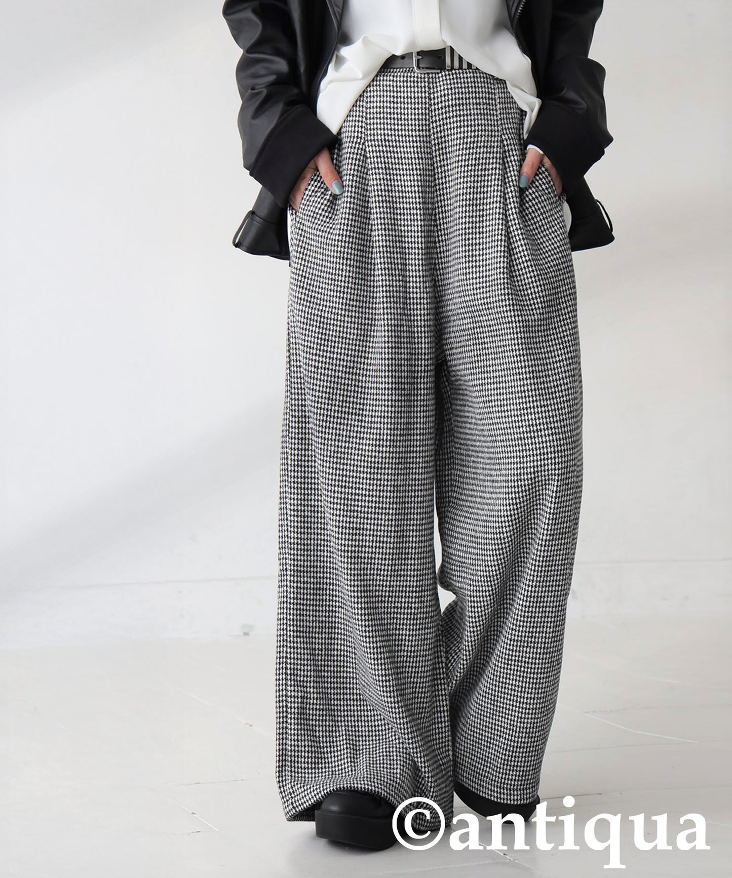 Houndstooth Wide Pants Ladies