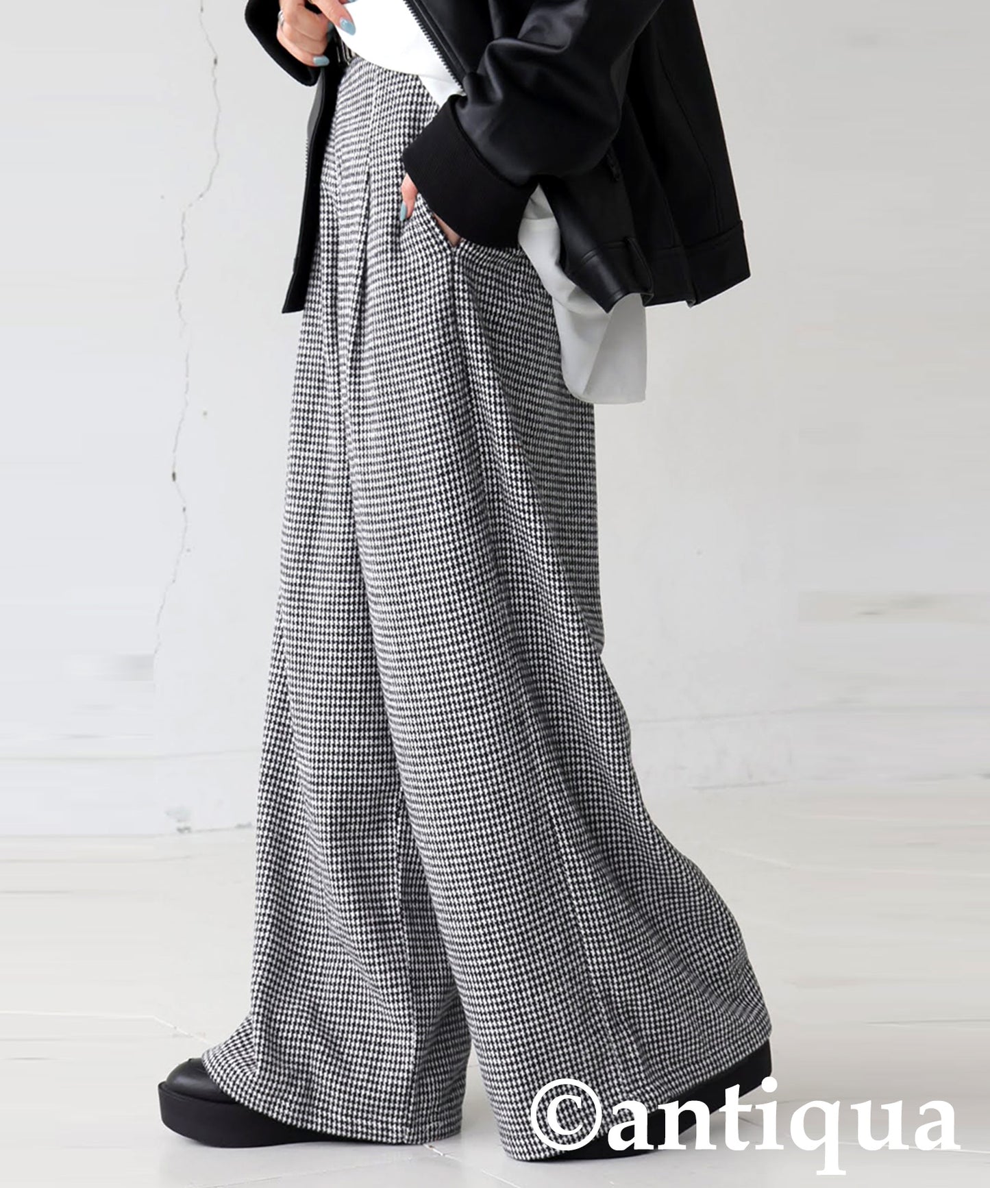Houndstooth Wide Pants Ladies