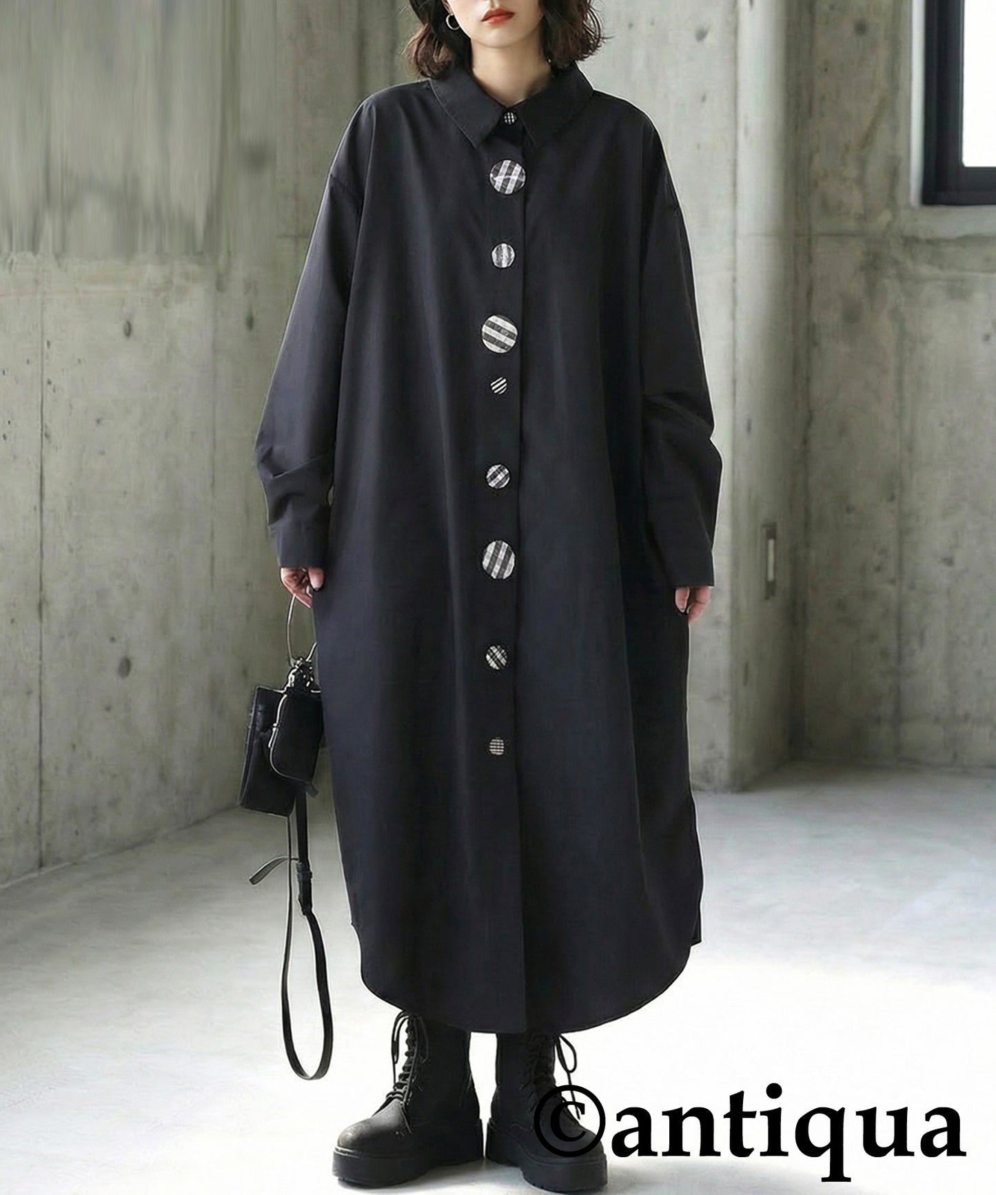 Design Button Shirt Dress Ladies