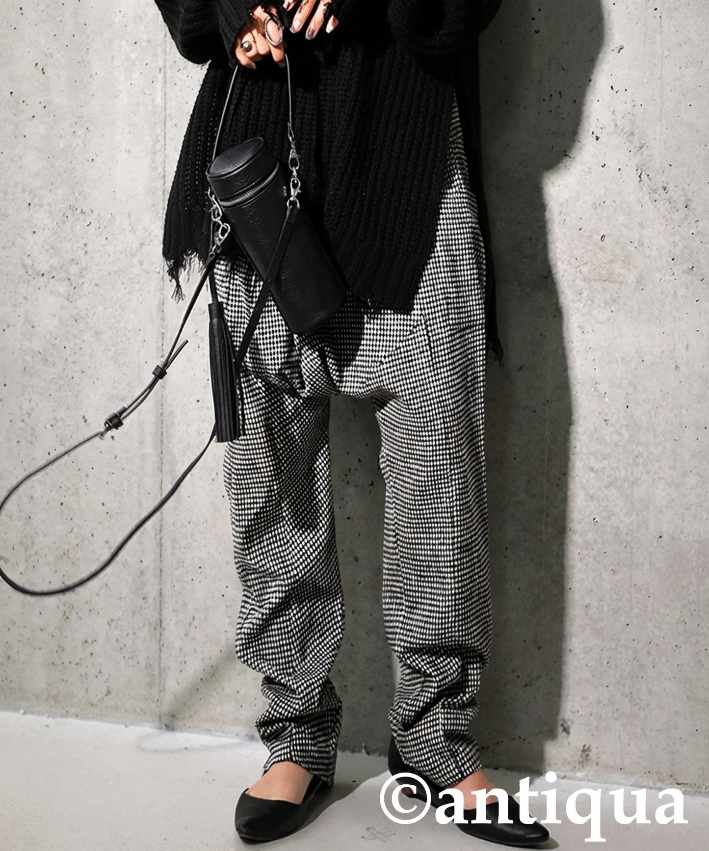 Houndstooth Pattern Sarouel Pants Ladies