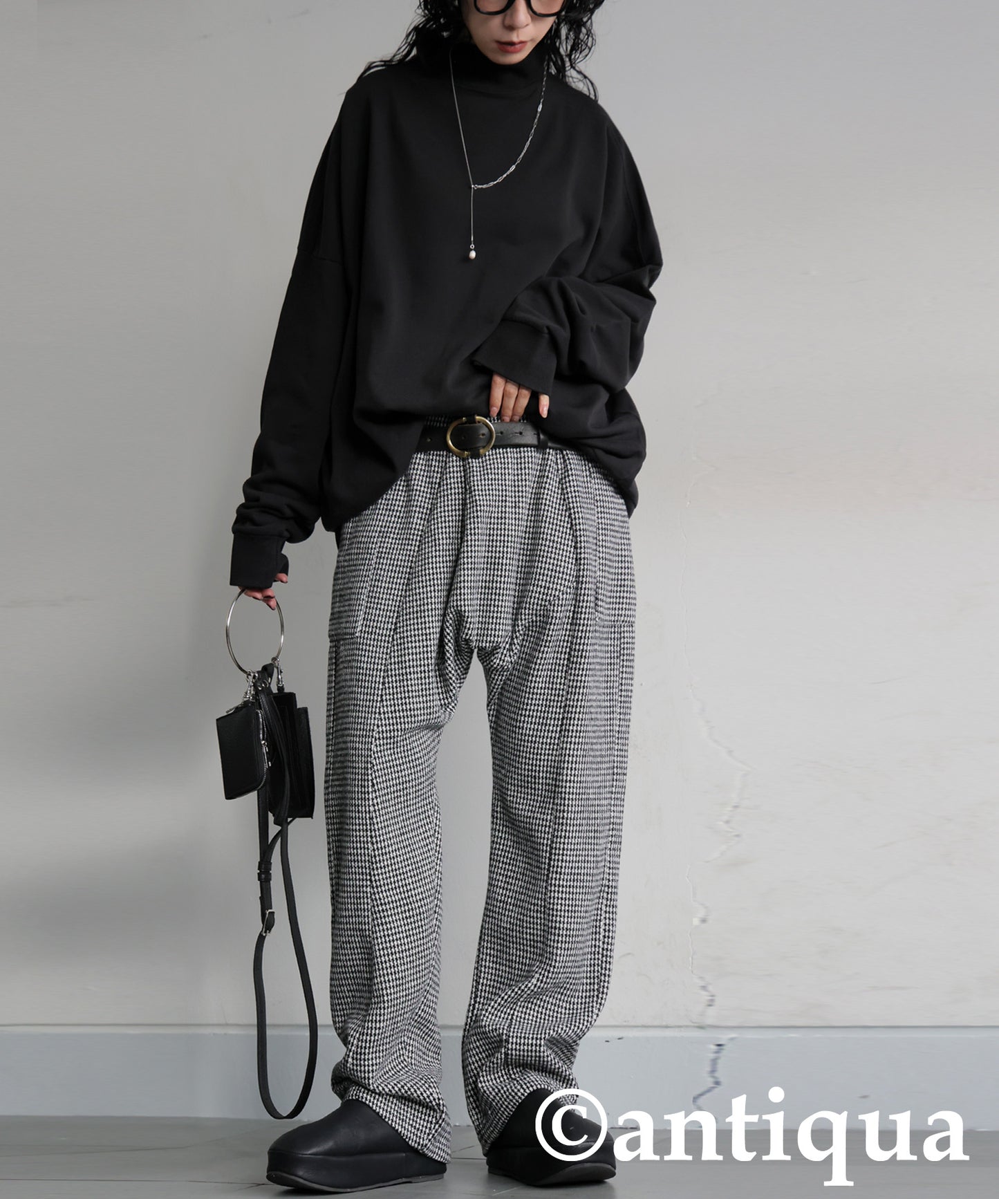 Houndstooth Pattern Sarouel Pants Ladies