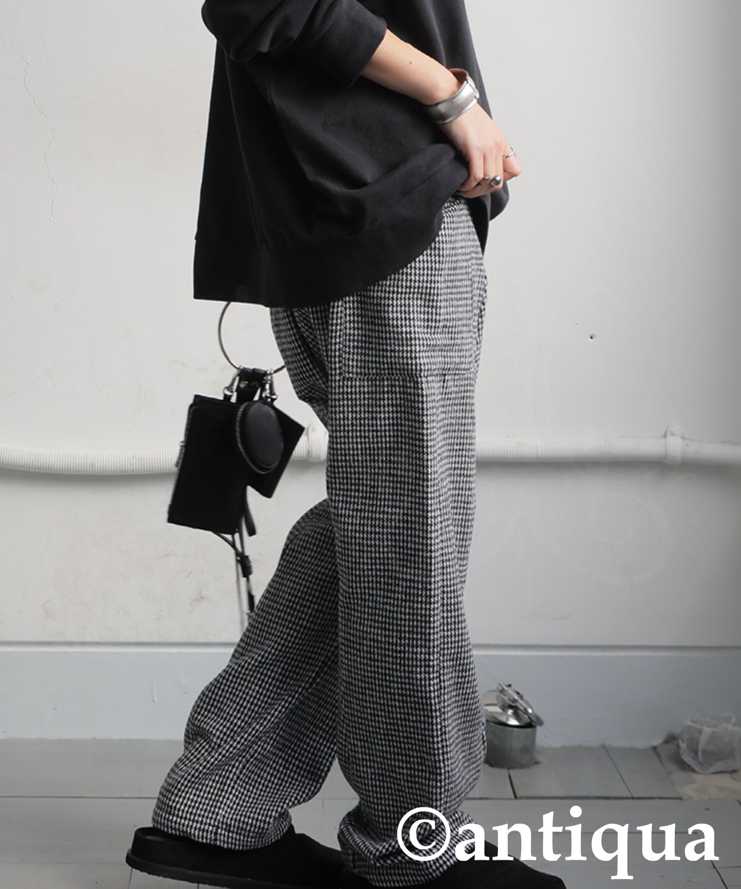 Houndstooth Pattern Sarouel Pants Ladies