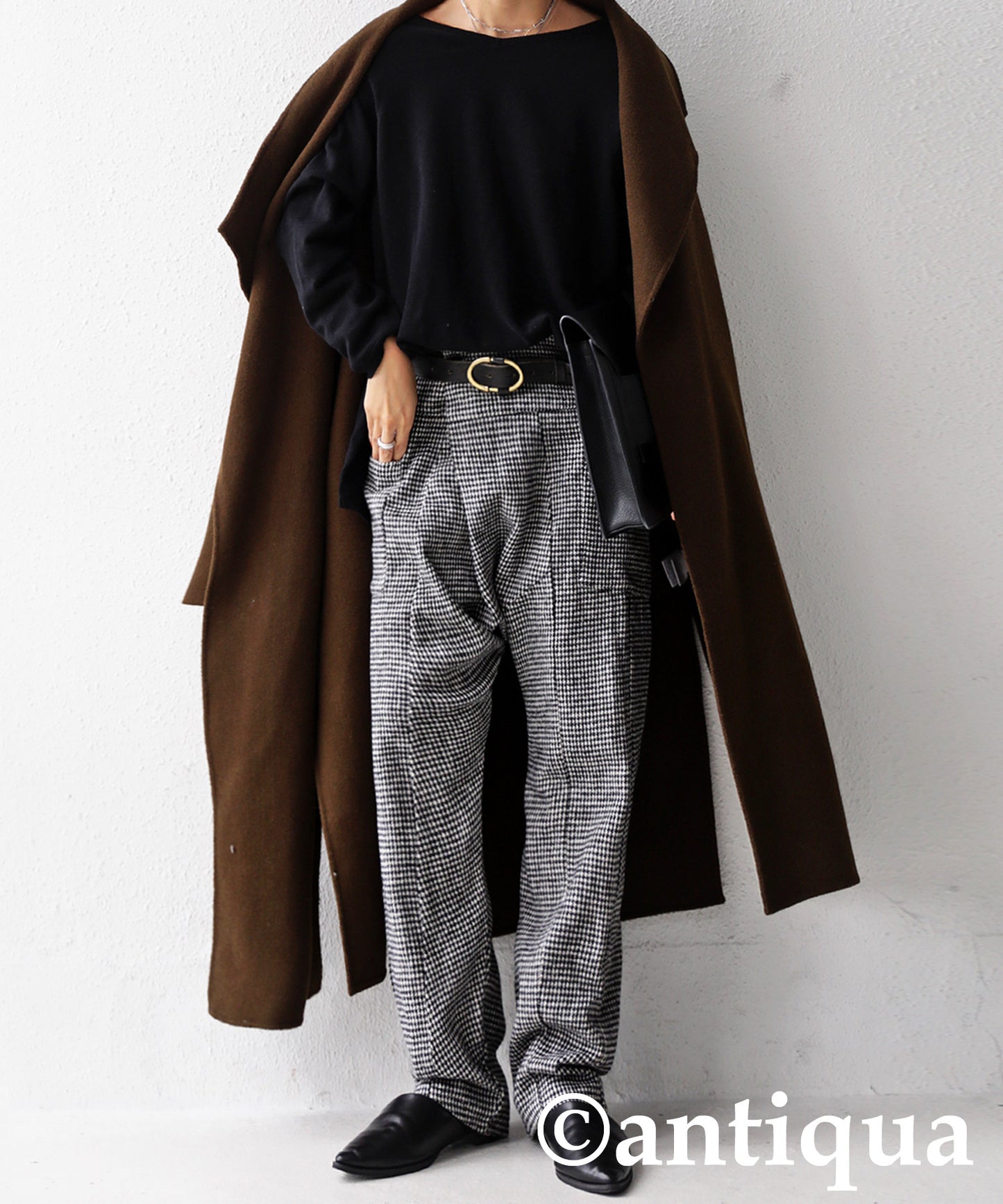 Houndstooth Pattern Sarouel Pants Ladies