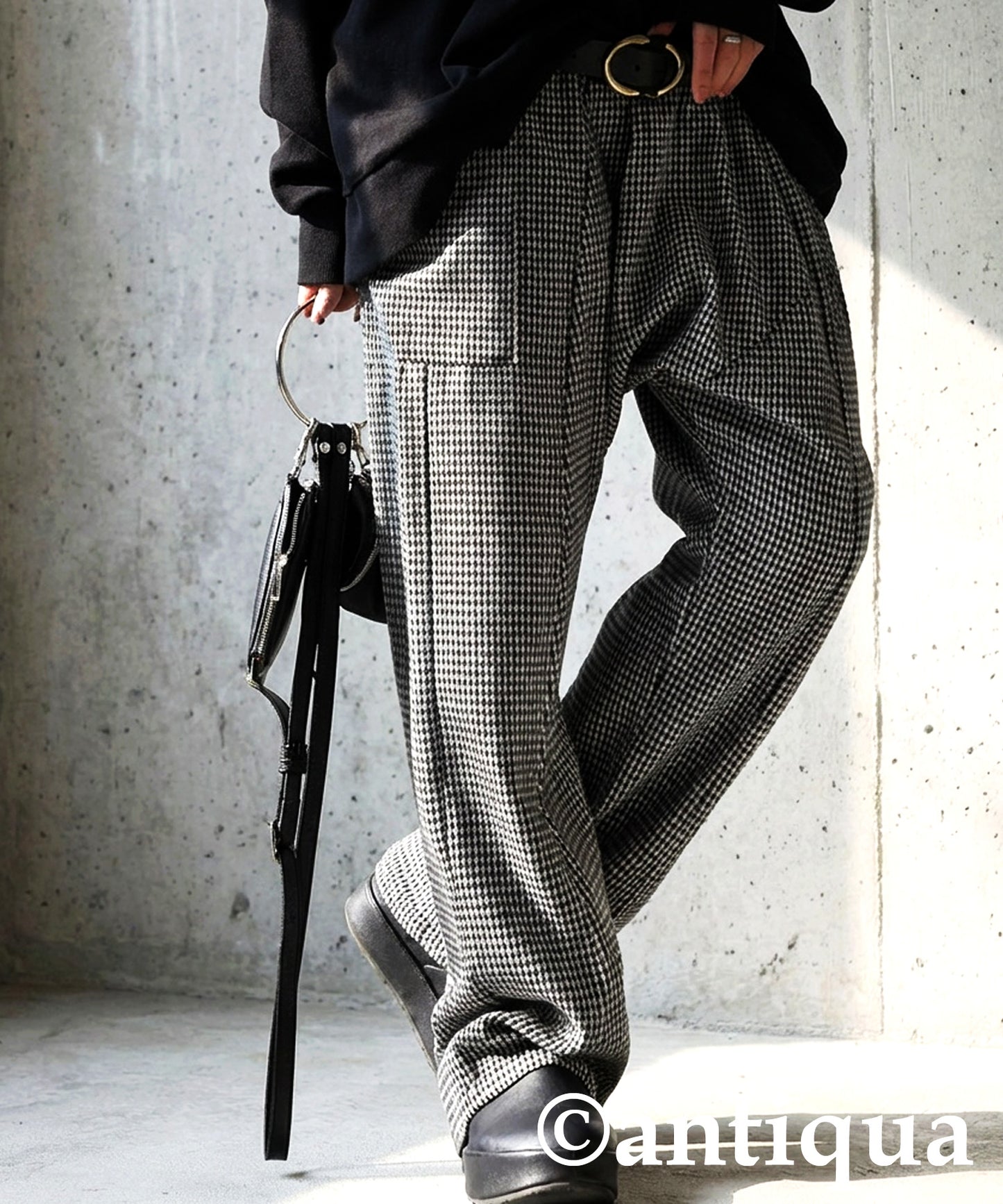 Houndstooth Pattern Sarouel Pants Ladies