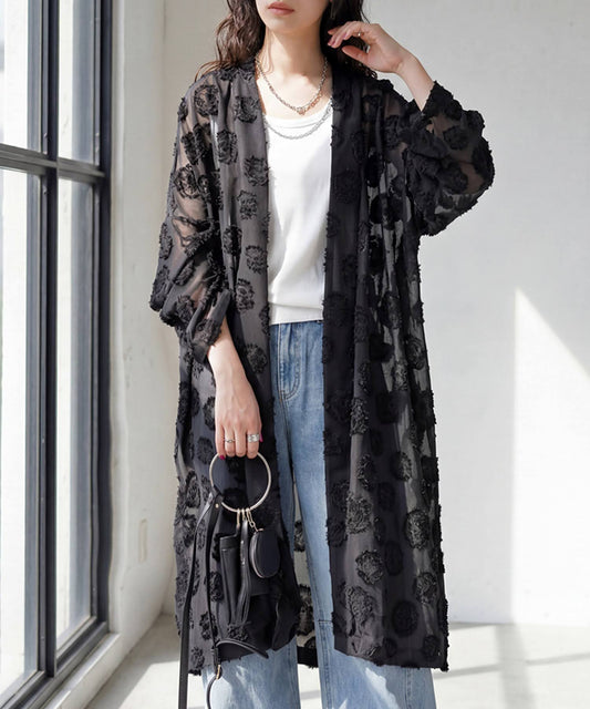 Sheer Polka Dot Long Cardigan Ladies