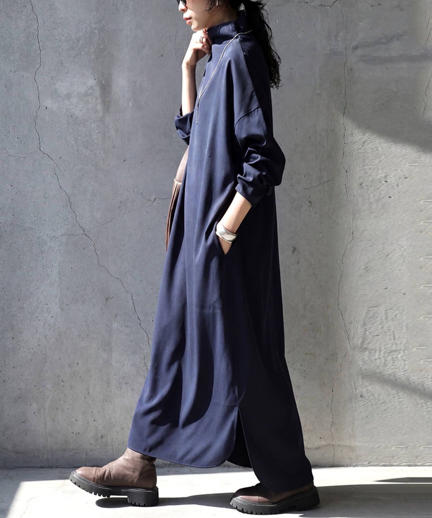 High-Neck Long-Sleeved Dress Ladies