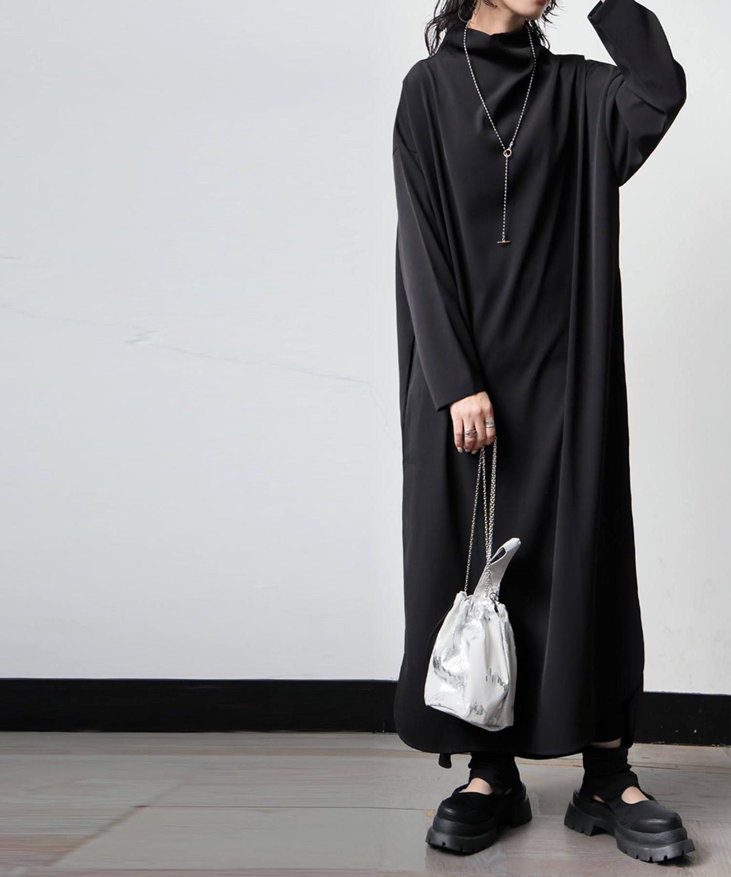 High-Neck Long-Sleeved Dress Ladies