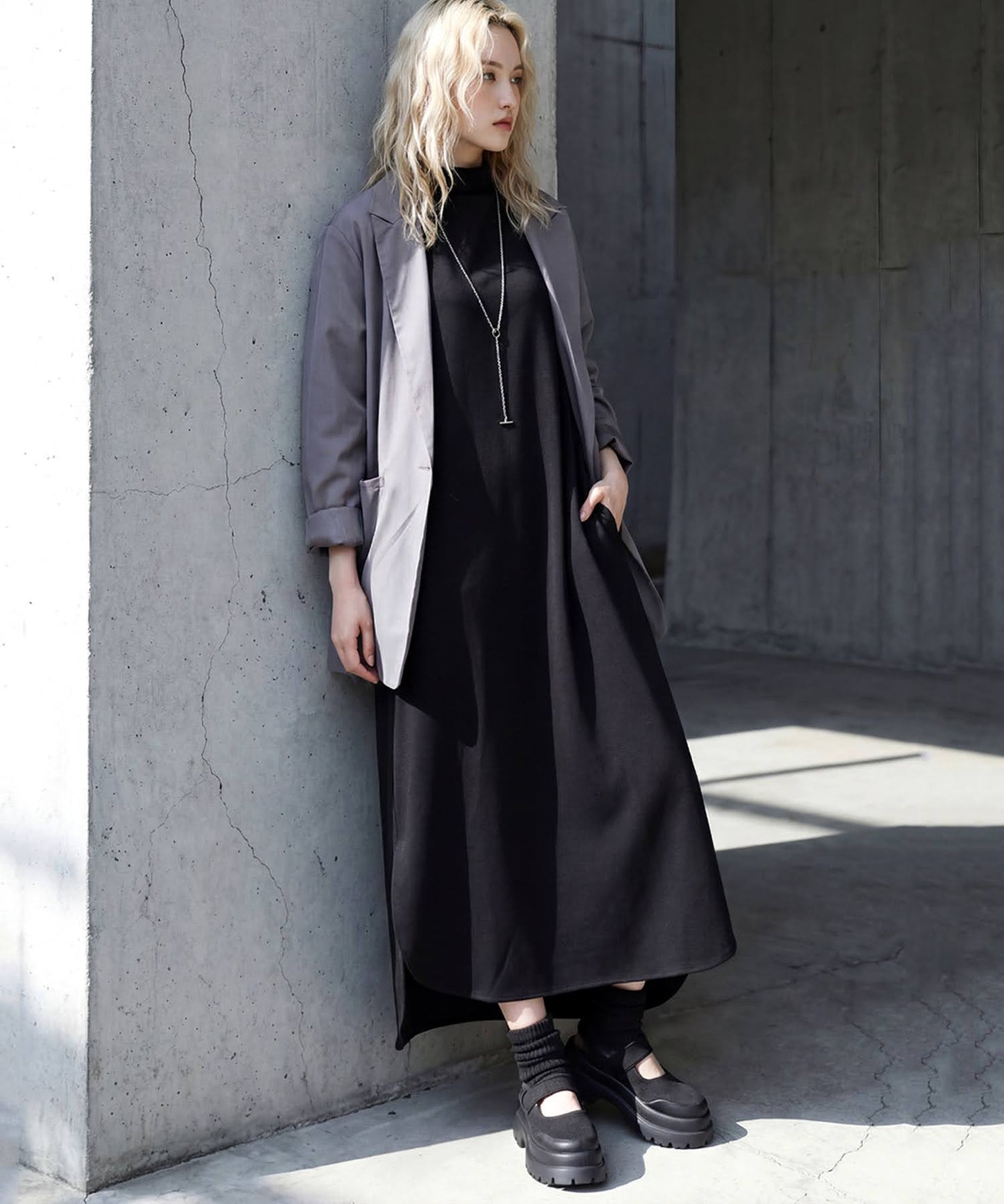 High-Neck Long-Sleeved Dress Ladies