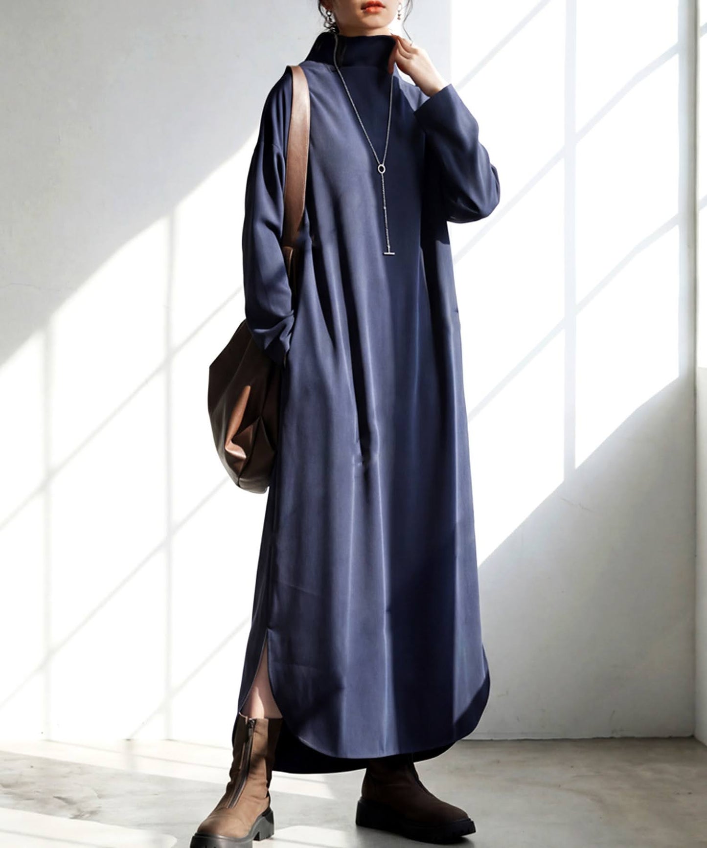 High-Neck Long-Sleeved Dress Ladies