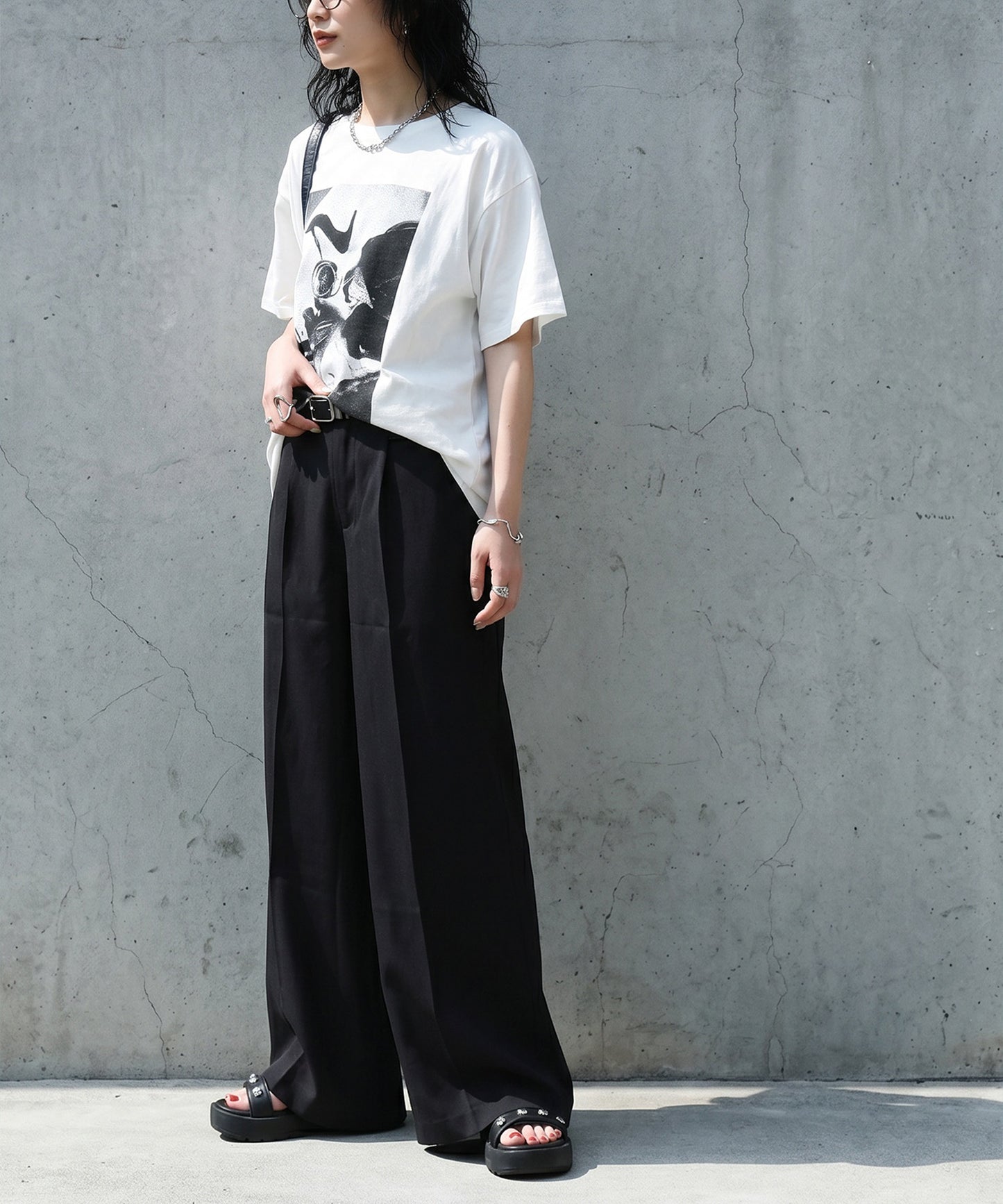Tucked Long Wide Pants Ladies